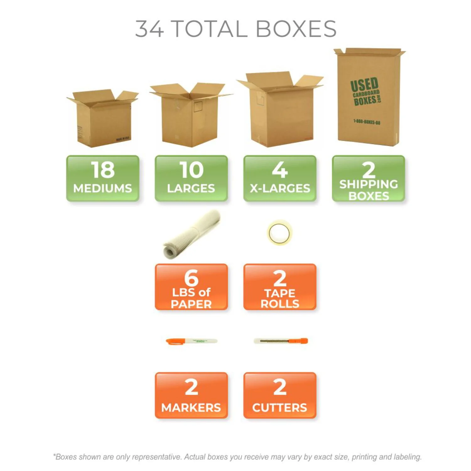 1 Bedroom Moving Kit - 32 Moving Boxes