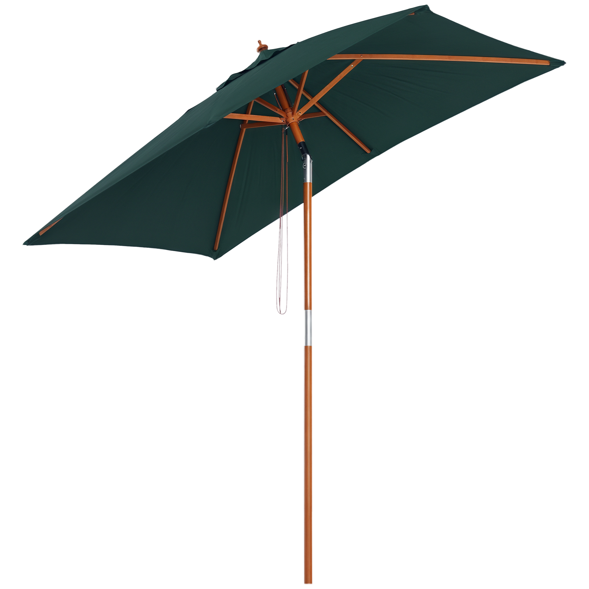 Outsunny Sonnenschirm 200 x 150 x 235 cm Knickbarer Gartenschirm 3-stufig einstellbar rechteckig Strandschirm wasserabweisend und UV-beständig für Strand Balkon Terrasse Garten Grün