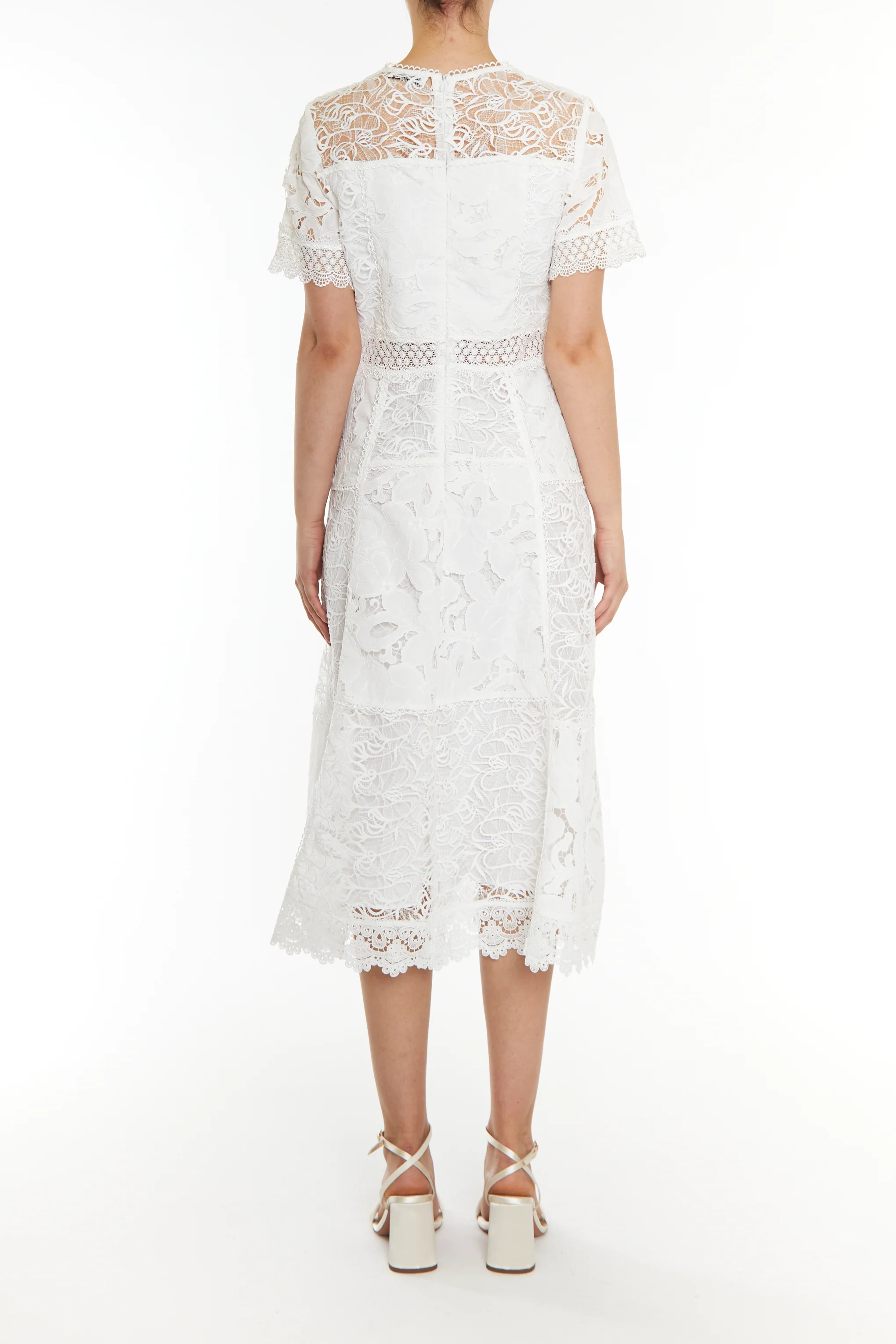 Charlie White Patchwork Lace A-line Midi Dress