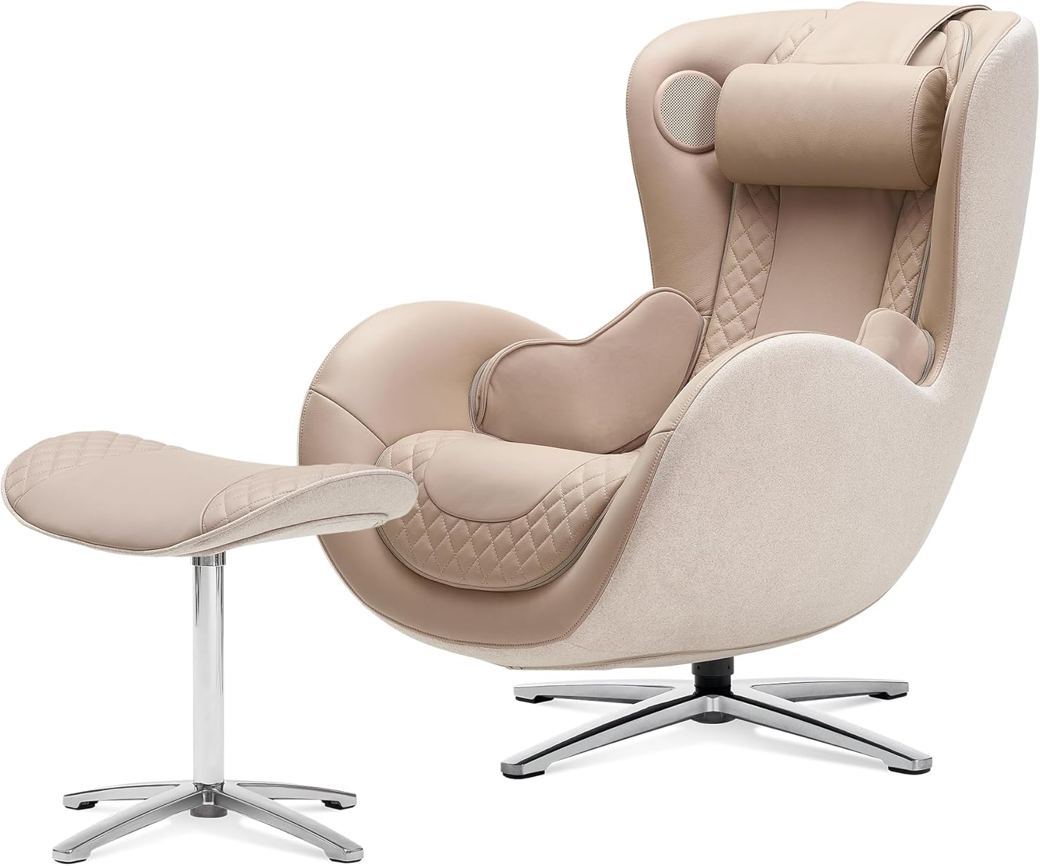 Nouhaus Classic Massage Chair with Ottoman – Mellow Sand Leather Recliner with Percussive Shiatsu Massager, Built-in Speaker & Full Body Spot Massage – Ultimate Comfort for Home & Office