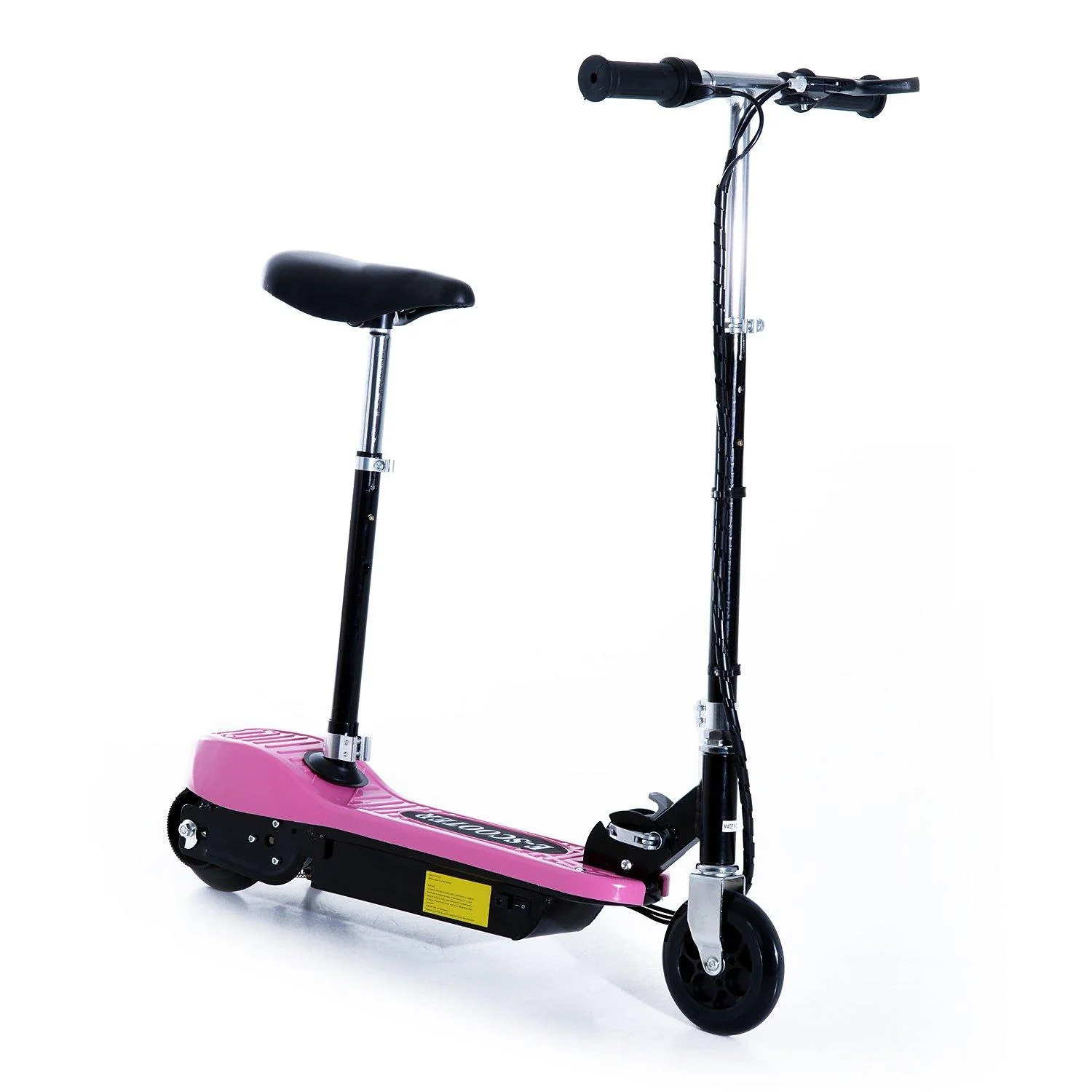 Monopattino Elettrico per Bambini 120W Pieghevole con Sella Rosa e Nero