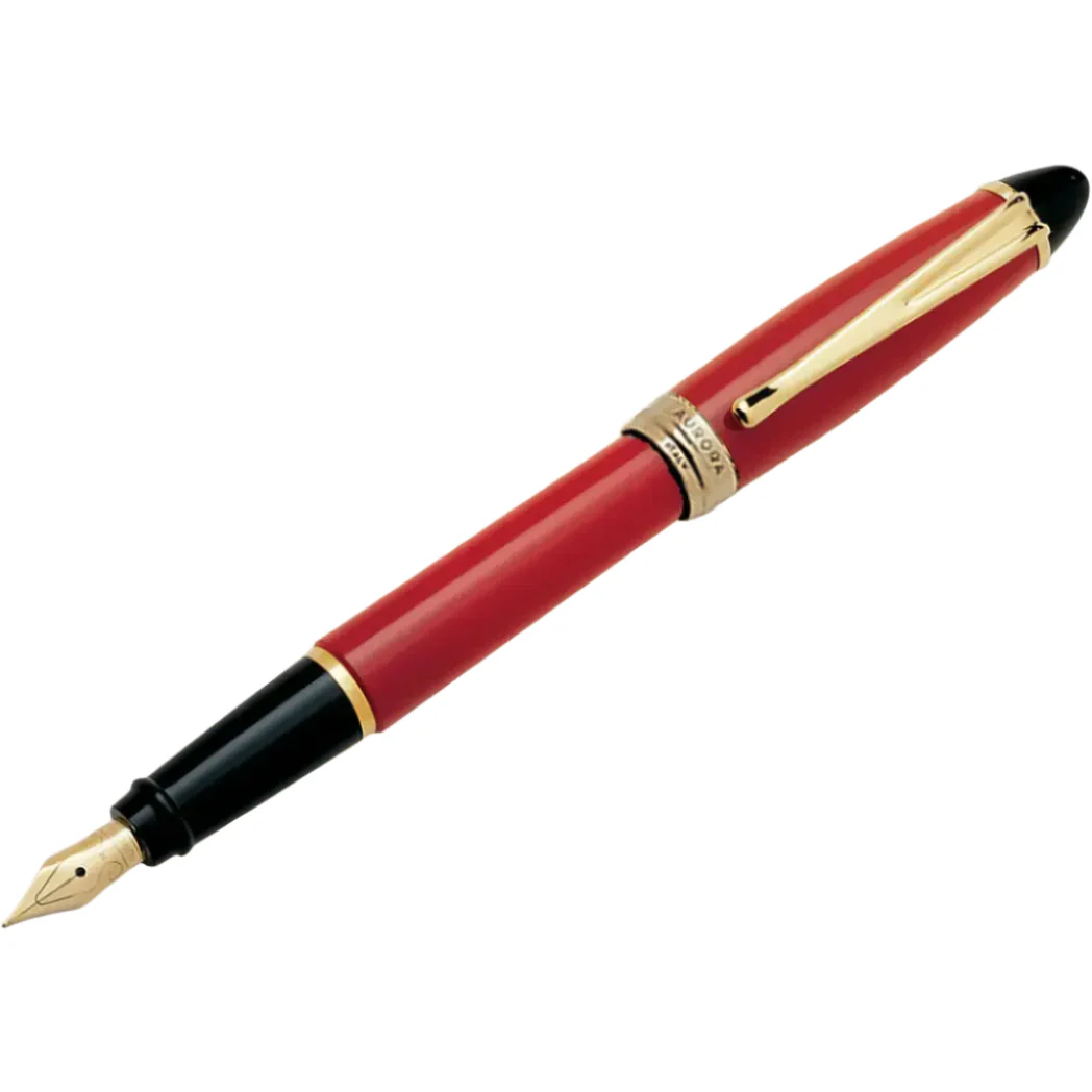 Aurora Ipsilon Red Resin Fountain Pen with Gold Trim