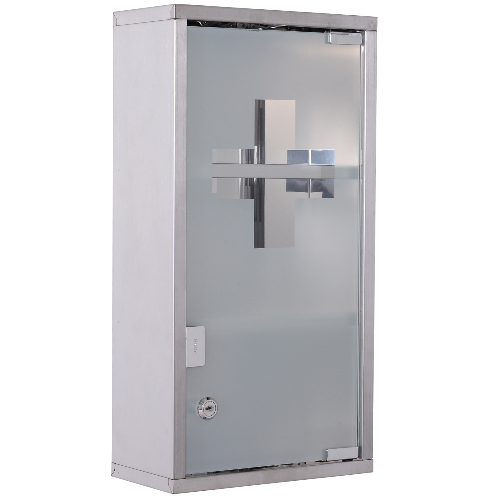 Medizinschrank Arzneischrank Erste-Hilfe-Schrank mit Schloss 3 Fächer Edelstahl Silber 25 x 12 x 48 cm
