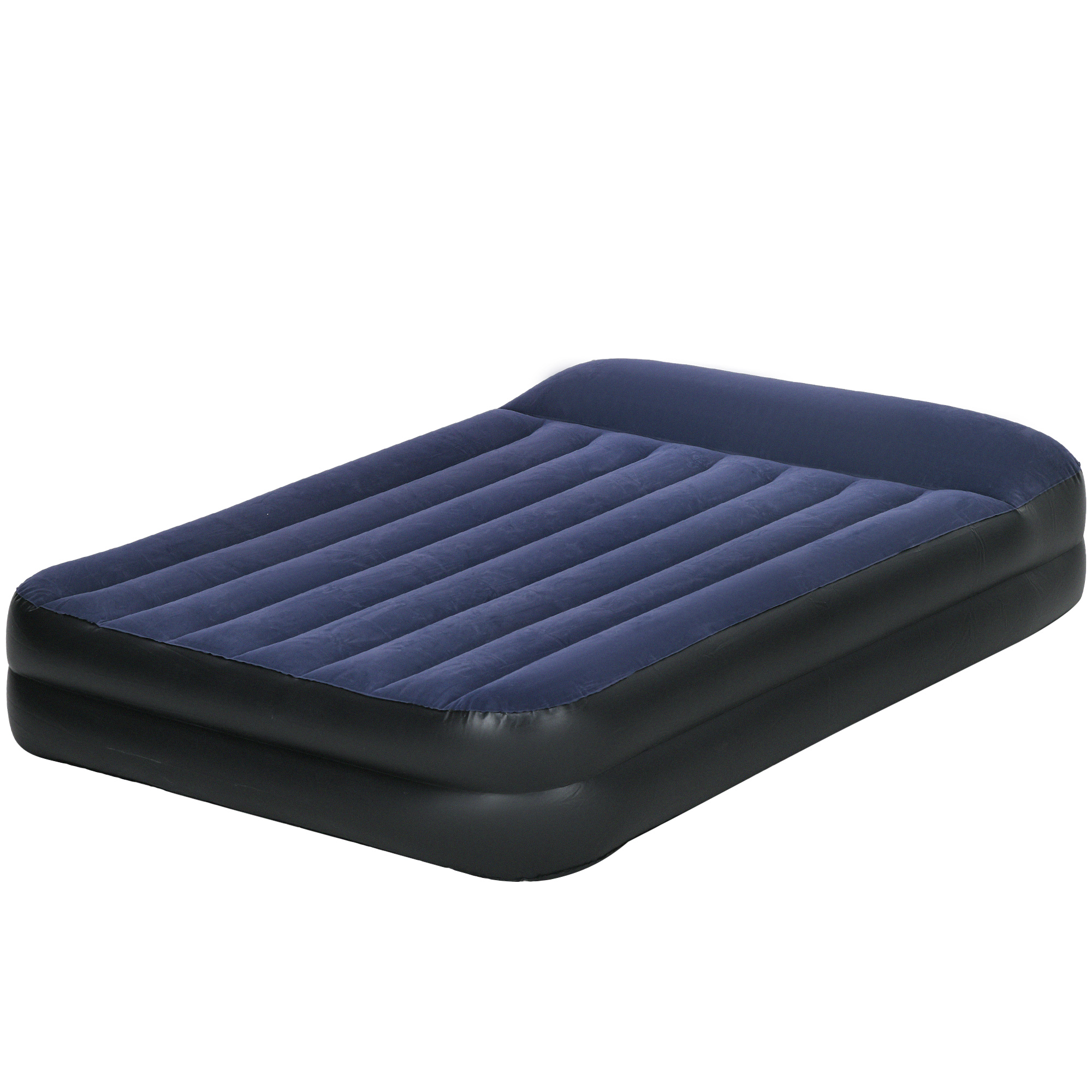 Outsunny Campingmatratze für 2 Personen, aufblasbar, eingebaute Pumpe, Tragetasche, 203 x 152 x 46 cm, Dunkelblau/Schwarz