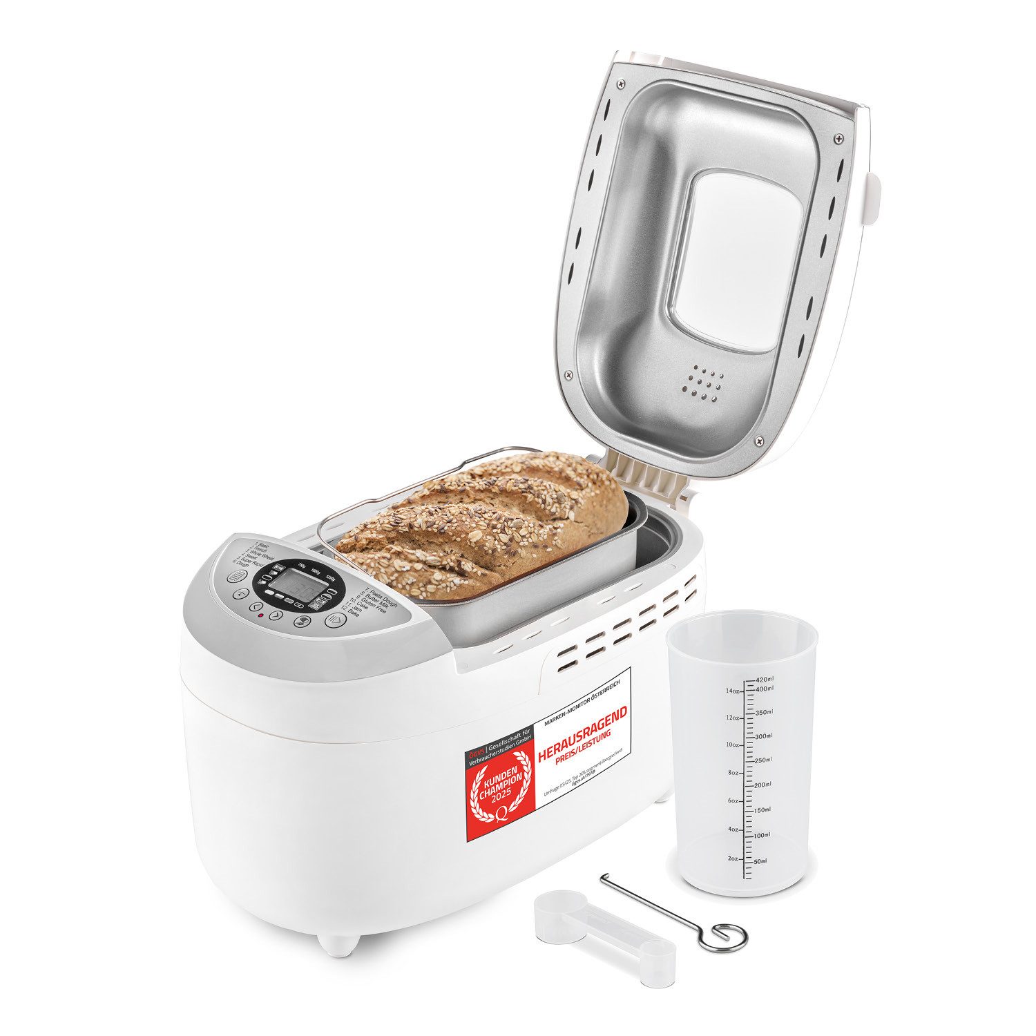 Brotbackautomat Brotbackmaschine, automatisch, 900g-1250g Brot, mit Timer, Display