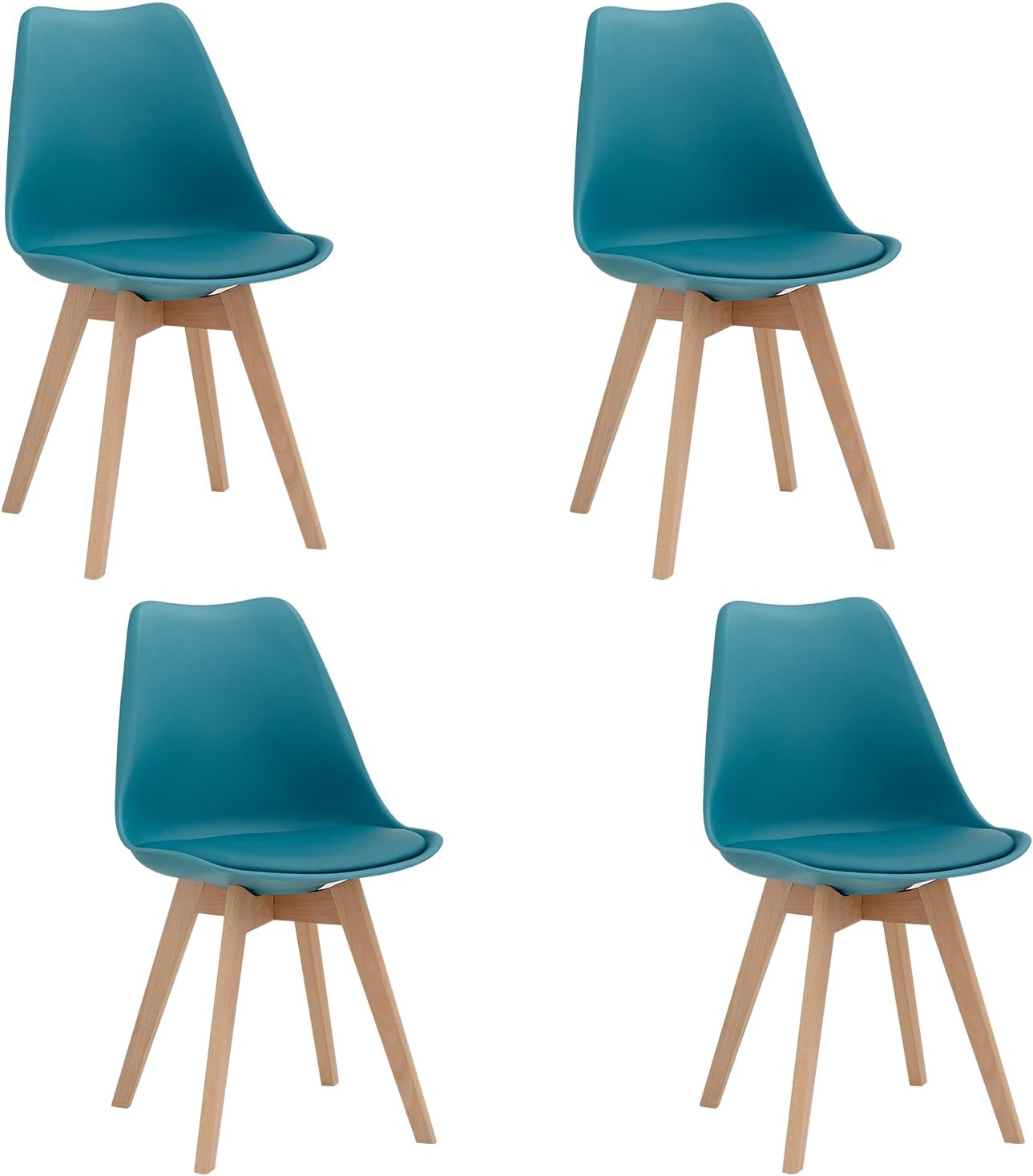 JZGORC Set of 6 Modern Dining Chairs Kitchen Chairs with Padded Cushions and Beech Wood Legs Suitable for Bedroom, Living Room, Dining Room, Kitchen - Khaki