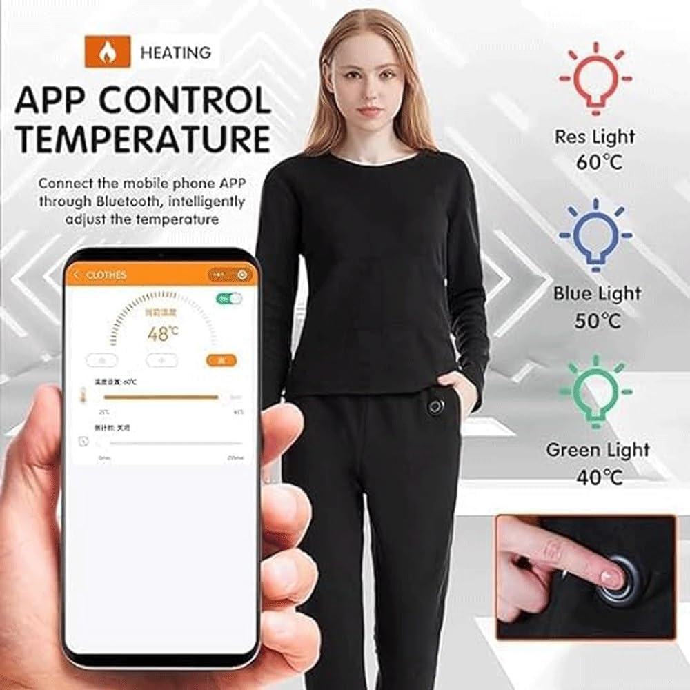 Beheiztes Unterwäsche-Thermoset, USB-isoliertes beheiztes Unterwäsche-Thermoset mit 3 Heizstufen und 22 Heizzonen für den Winter/Skifahren (Farbe: Hose, Größe: XL) (Hemd 4XL)