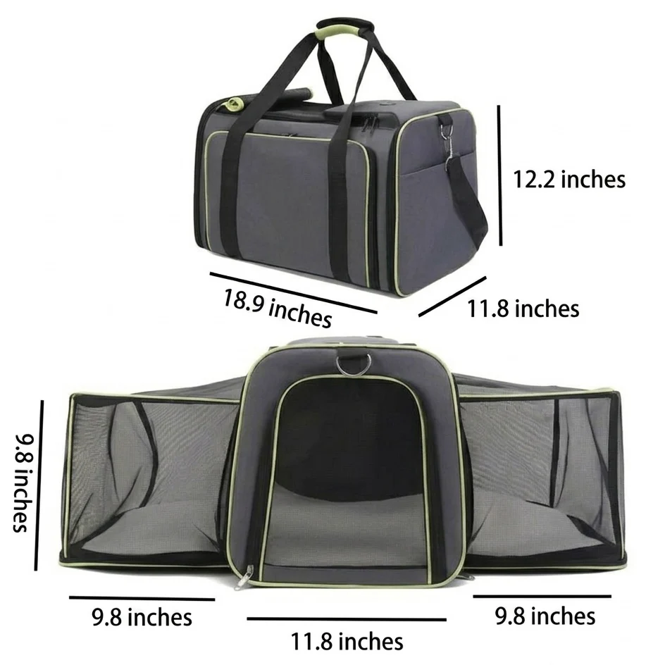 Expandable Pet Carrier Bag �C Breathable Mesh, Foldable & Lightweight