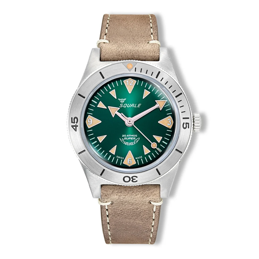 Orologio Super Squale verde sunray pelle diver 200mt SUPERSSAGR.PTO