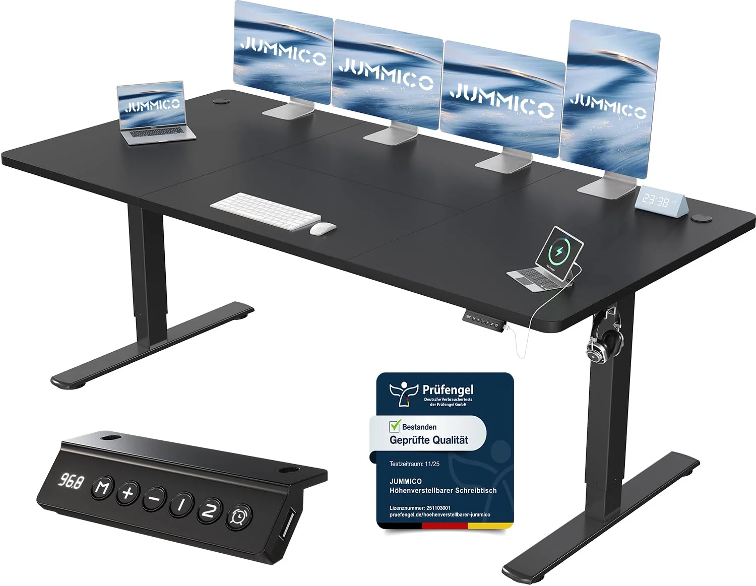 JUMMICO Elektrisch höhenverstellbarer Schreibtisch mit USB-Anschluss