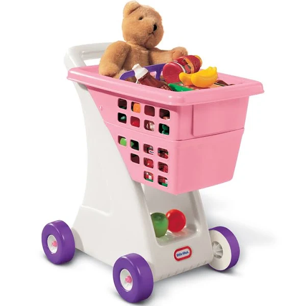 Little Tikes Pink Shopping Cart for Kids with Fold Down Seat for Dolls or Teddy Bears