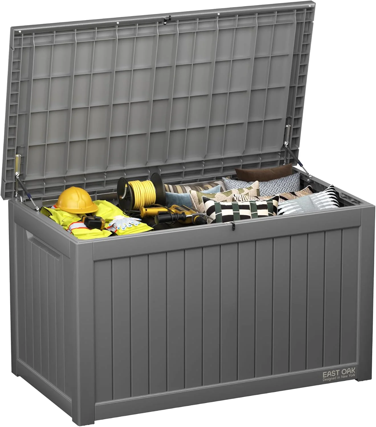 EAST OAK Outdoor Storage Box, 60 Gallon Deck Box Indoor and Outdoor Use, Waterproof Resin Storage Bin