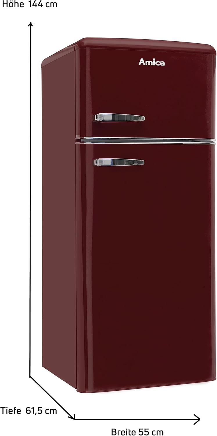 Amica KS 15615 B Retro Kühlschrank mit Gefrierfach / Coffee Cream (Beige) / 88cm (H) x 55cm (B) x 62cm (T) / Retro-Design