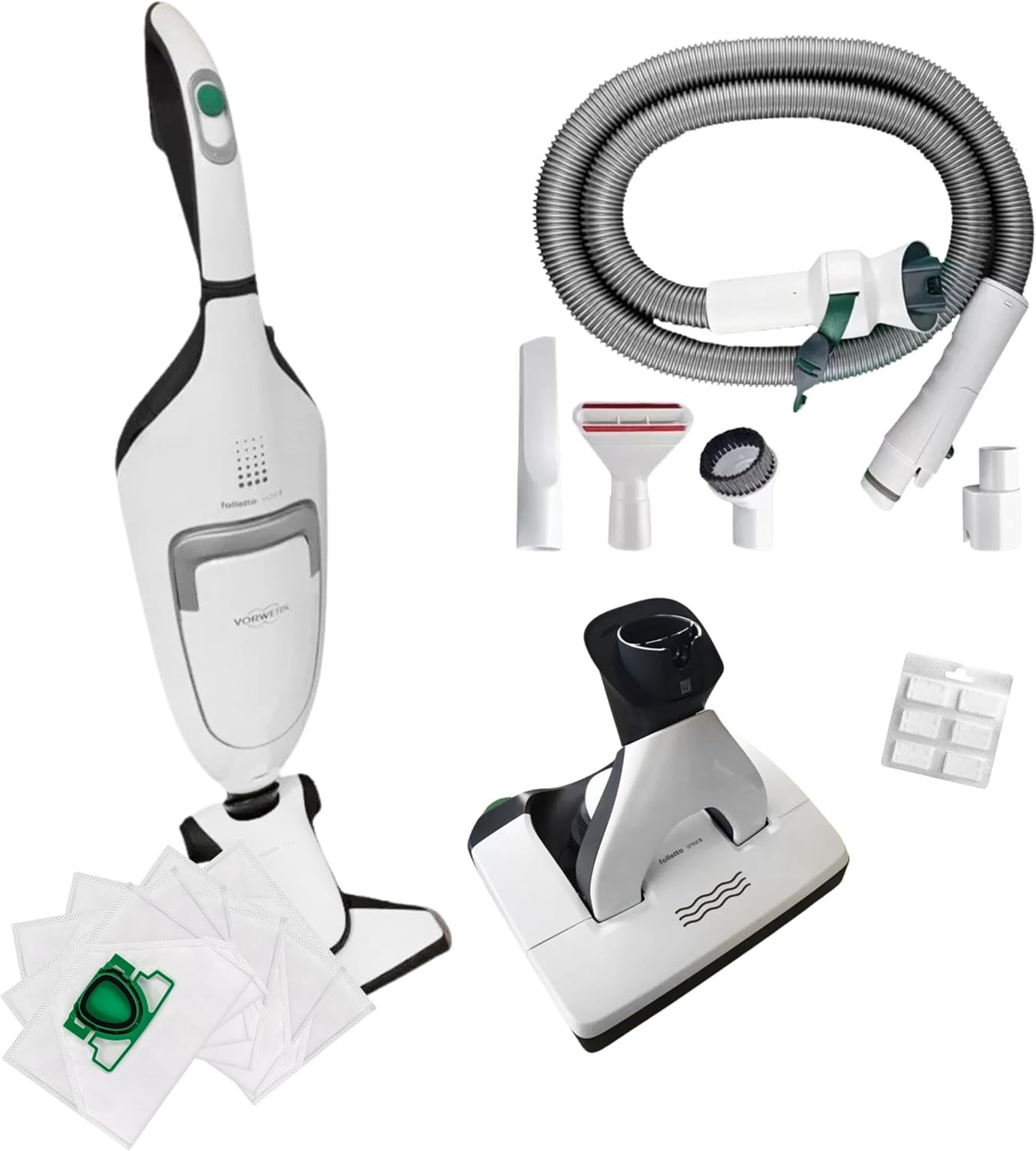 VORWERK FOLLETTO VK220S EXEXPO, Set completo di campionatura con PULILAVA SP600S e KIT TUBO PROFESSIONALE – Sistema 2 in 1, Pulizia