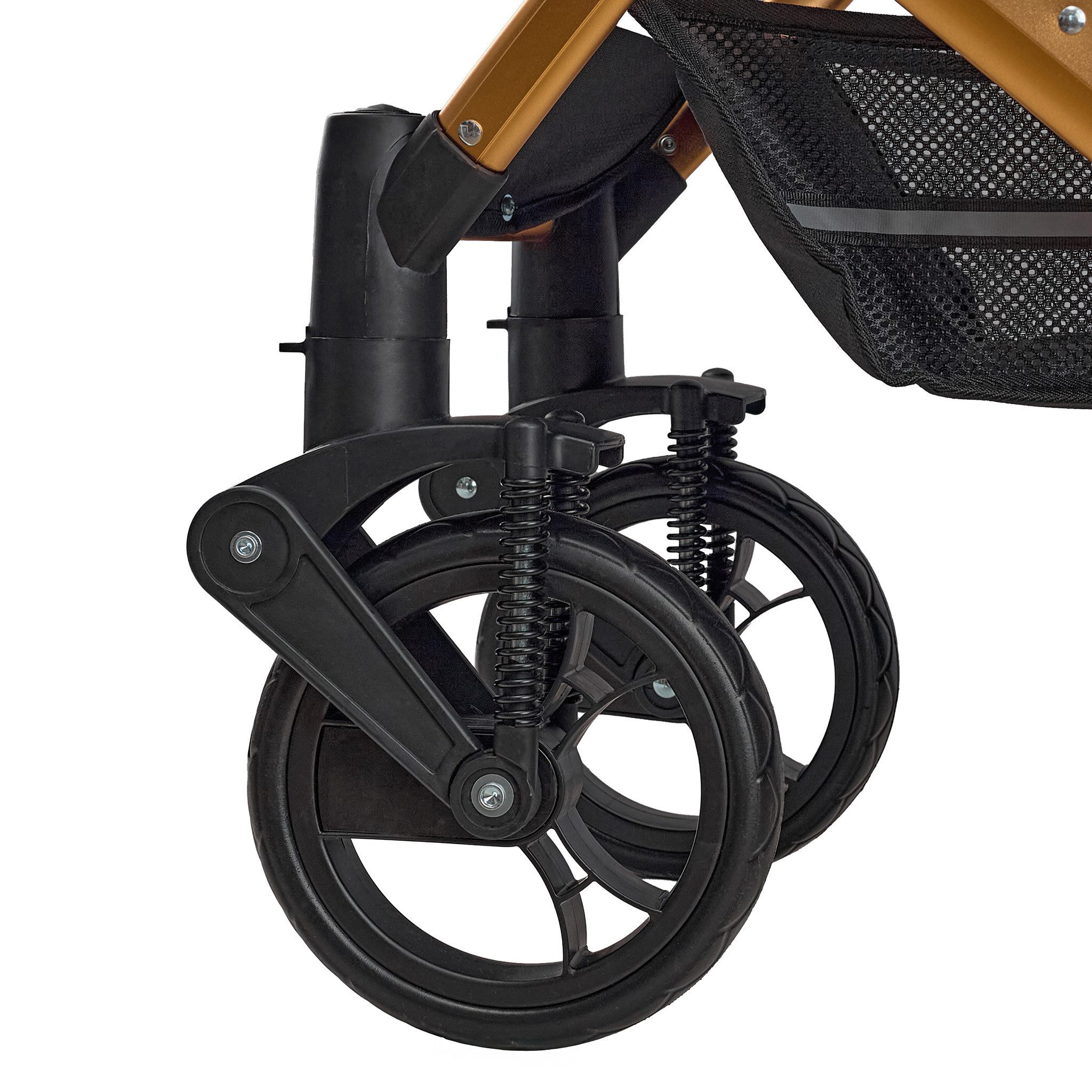 Kombi-Kinderwagen EXQUISE 2.0 Kinderwagen 3-in-1 SCHWARZ/GOLD mit BUGGY, AUTO-BABYSCHALE
