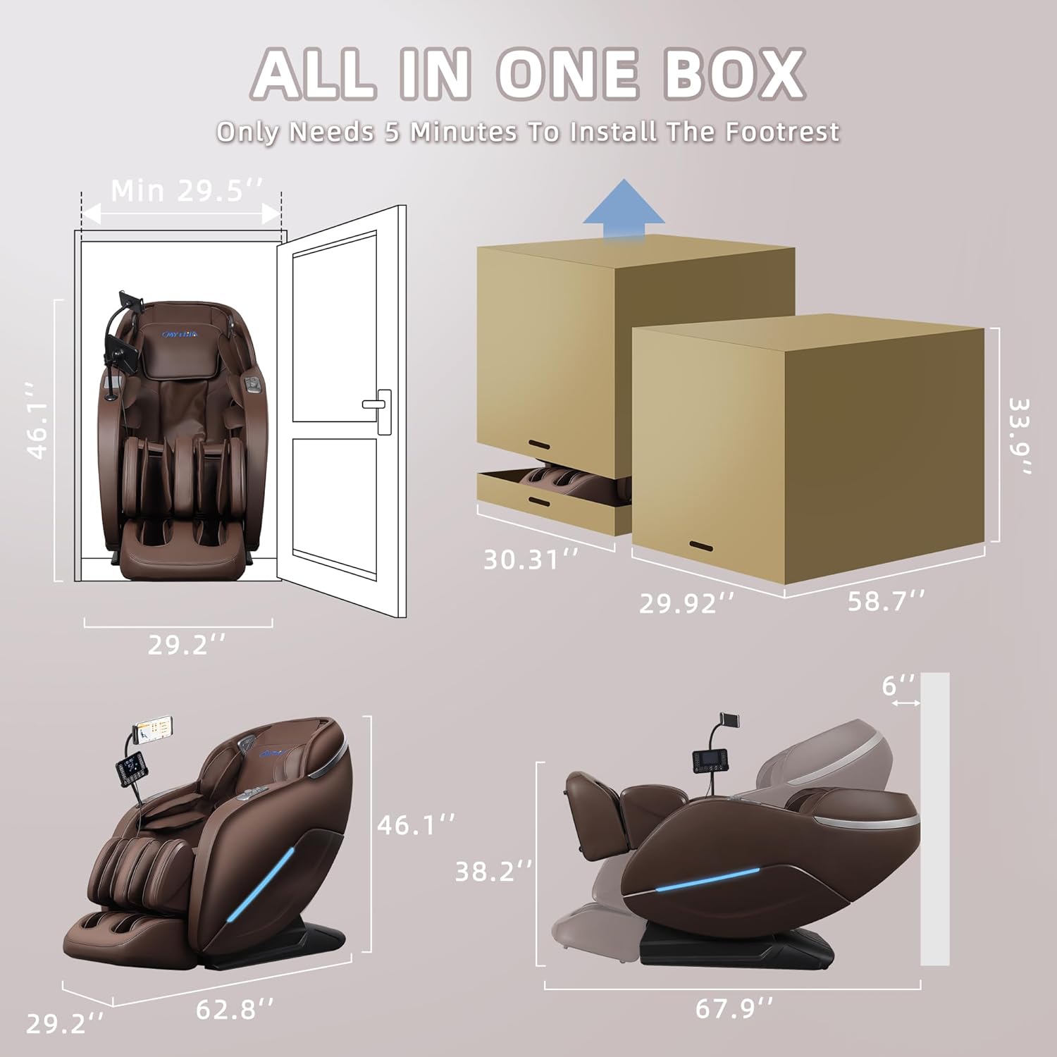 MYTHIA 2026 A303C Massage Chair, Full Body Zero Gravity Recliner with SL Track, Body Scan, 12 Auto Modes, Lumbar Heat, Bluetooth App, Wireless Charge, and Foot Rollers for Home and Office (Brown)