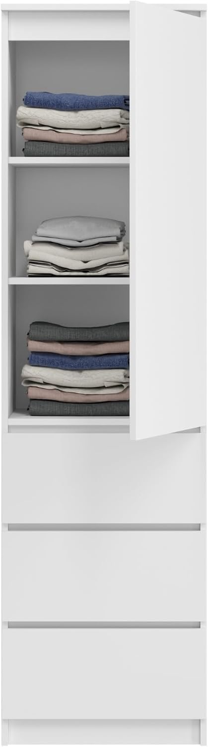 Home Collective Multi-purpose Wardrobe, Wardrobe, Wardrobe with 3 Shelves and 3 Drawers | Compact and Functional Wardrobe for Bedroom, Hallway or Study | 50 x 40 x 180 cm (WxDxH) | White