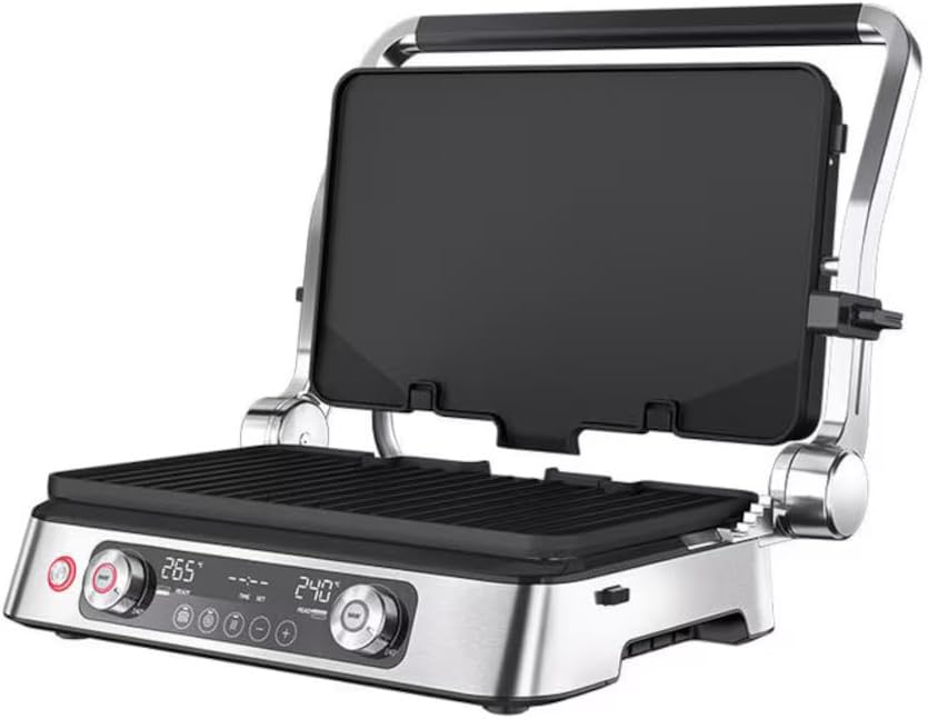 Braun MultiGrill 9 Pro CG 9140, Griglia Elettrica con 2 Termostati Indipendenti, 3 Posizioni di Cottura, Piastre Lavabili in Lavastoviglie, Vassoio Raccogli Grasso, 2200W, Nero/Acciaio Inossidabile