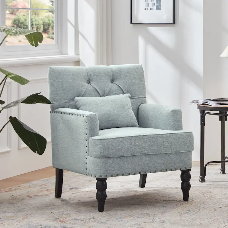 Upholstered Accent Chair with Lumbar Pillow - Single Seat