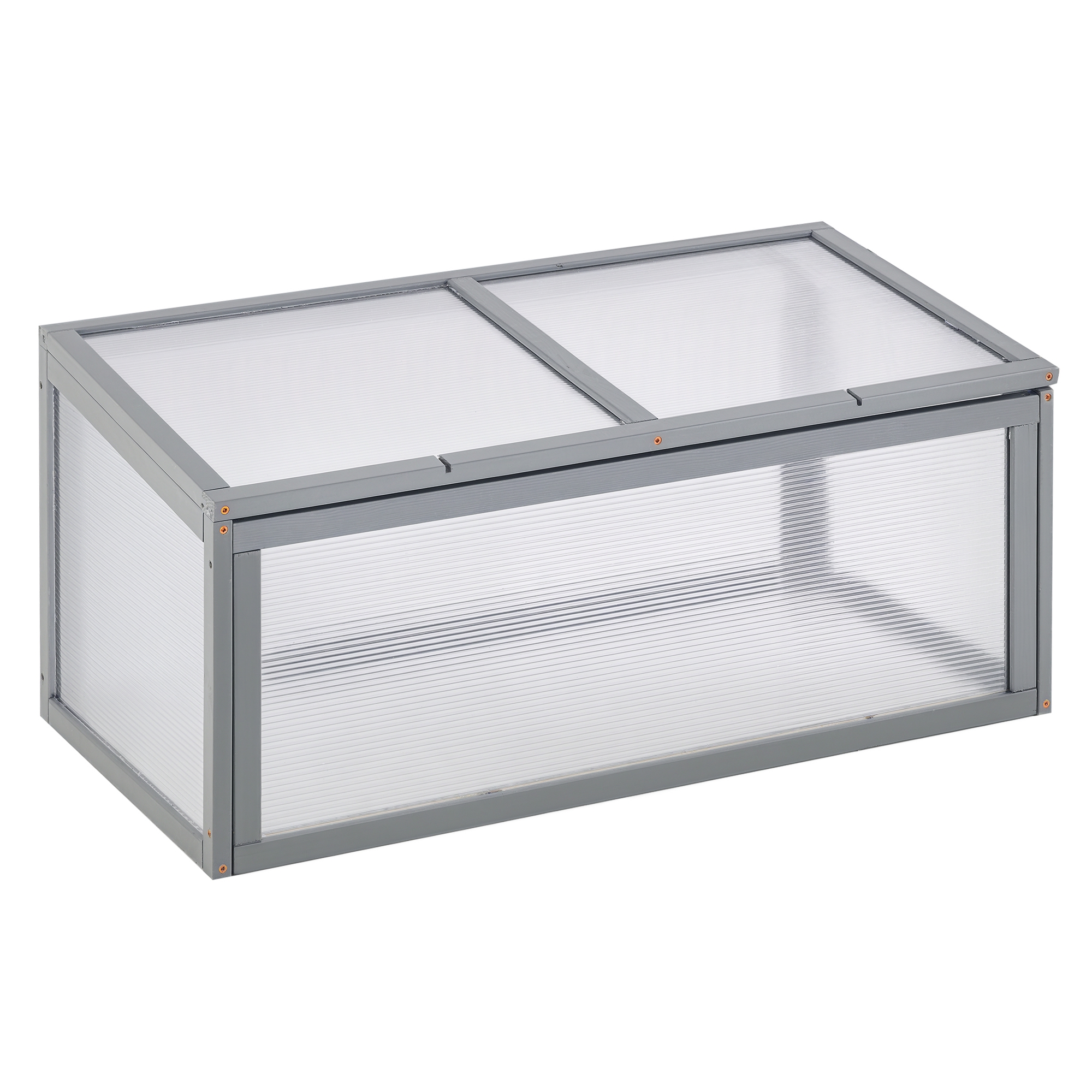 Outsunny Frühbeet Holz und Polycarbonat Treibhaus 90 x 46 x 40 cm Gewächshaus mit Abdeckung wetterfest Frühbeetkasten für Garten Pflanzenbeet Grau