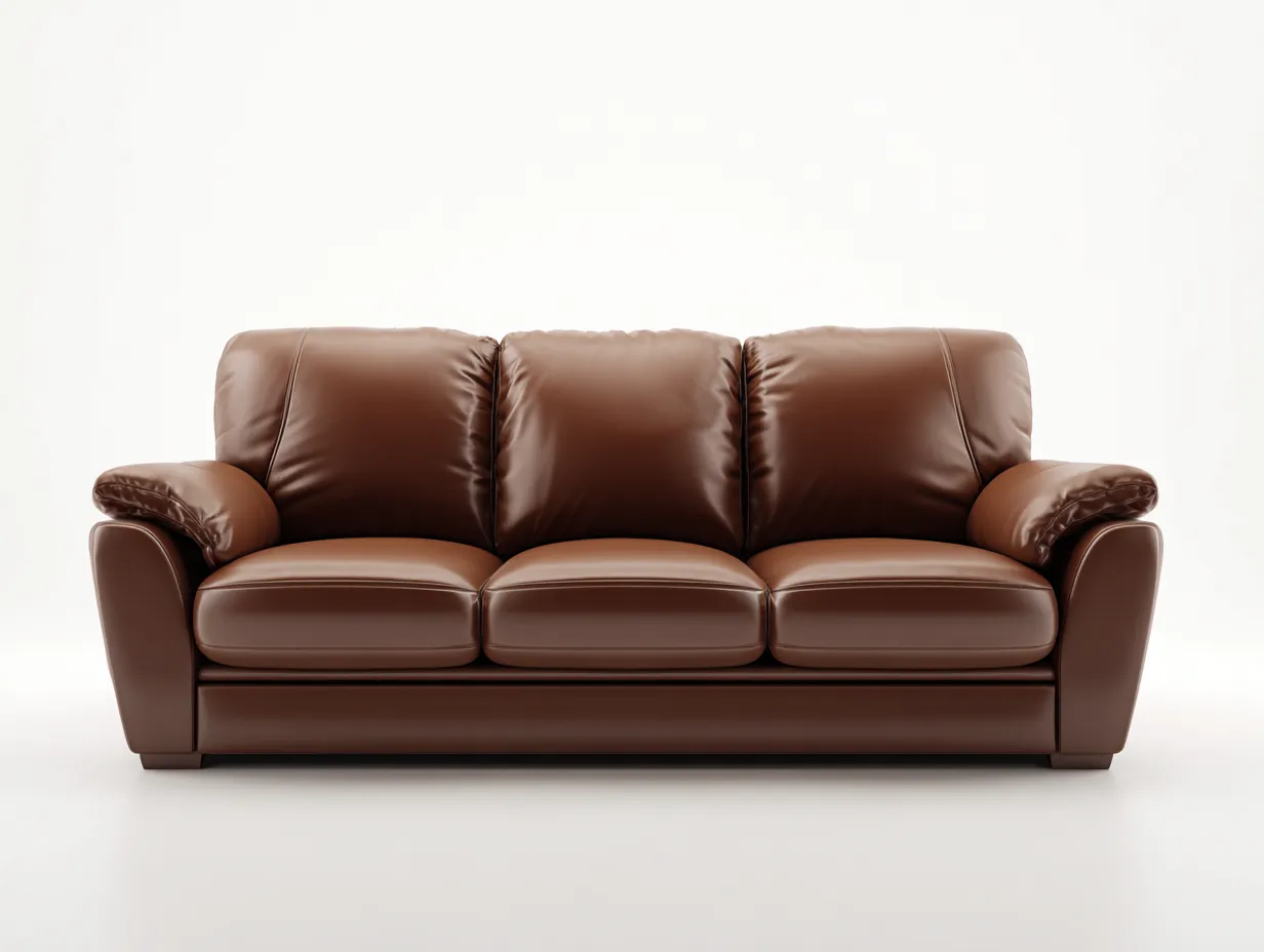 3 Sitzer Sofas-Leder-Holz-207 x 93 x 90 cm-Braun-Moderner Komfort Wohnstil