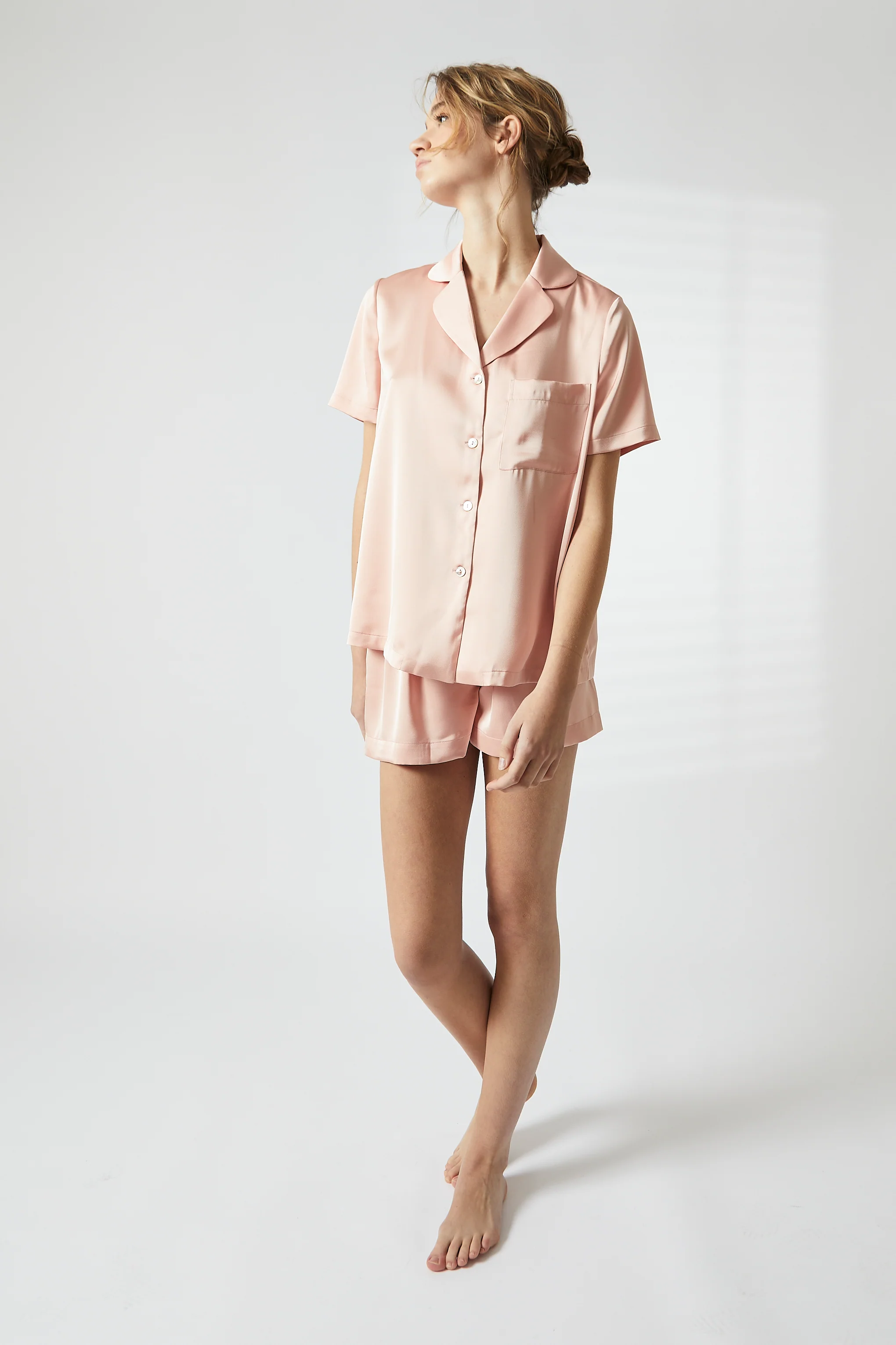 Dusty Pink Short Satin Pyjama Set