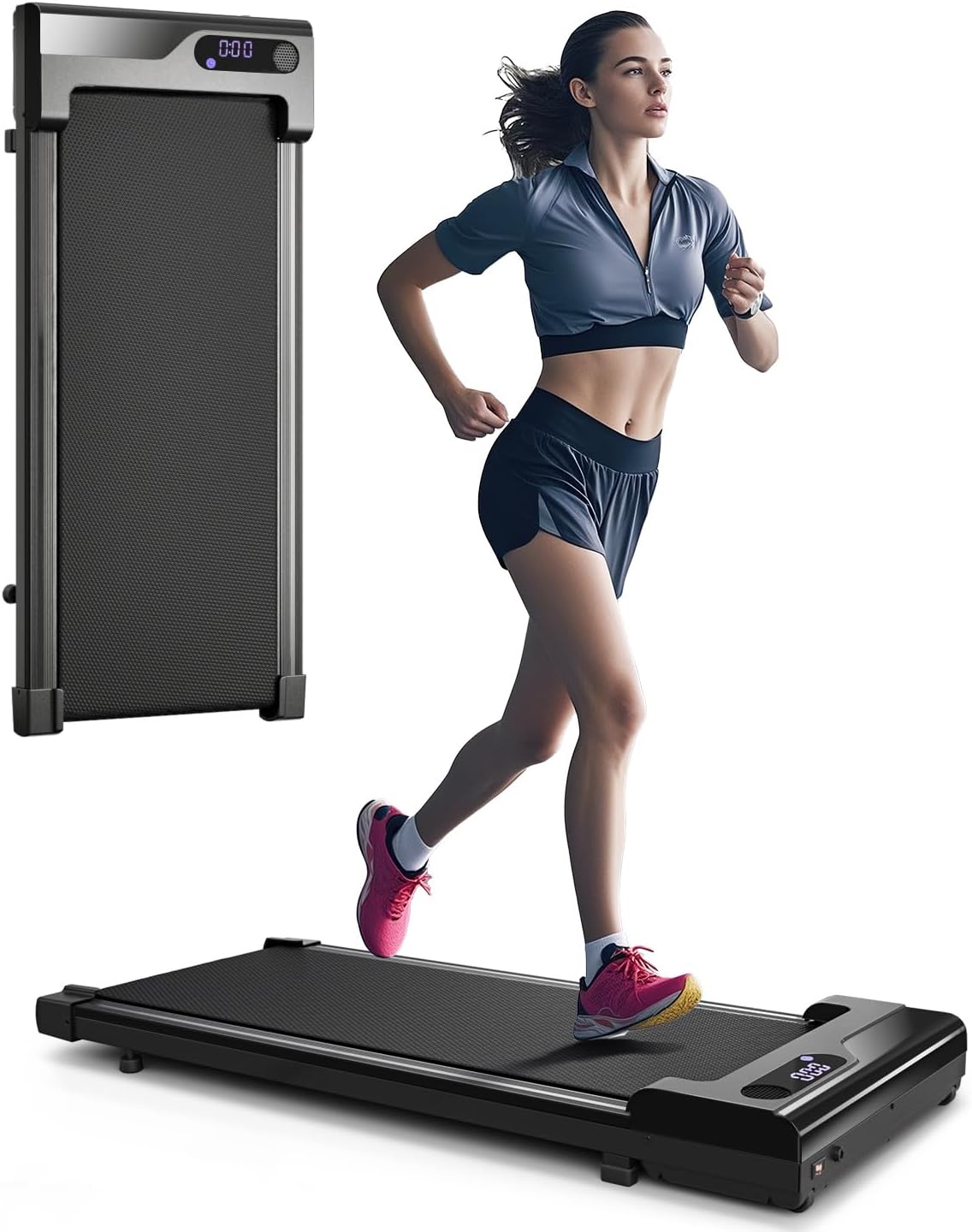 Zeporix Electric Treadmill Space-Saving Treadmill Home Mini Walking Pad Portable for Walking and Running with 4 Speed Modes, Remote Control and LED Display, Capacity 120 kg