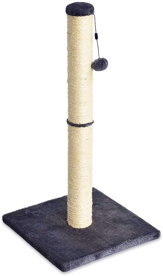 Tiragraffi per gatti da interno, standard, con giocattolo pendente, 80 cm, grigio