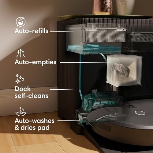 iRobot Roomba Combo 10 Max Robot Vacuum and Mop   AutoWash Dock (x0850)   Multi Functional Base, Refills Bin, Washes & Dries It's Mop Pad, Self Emptying, Auto Retract Mop Pad, Avoids Obstacles