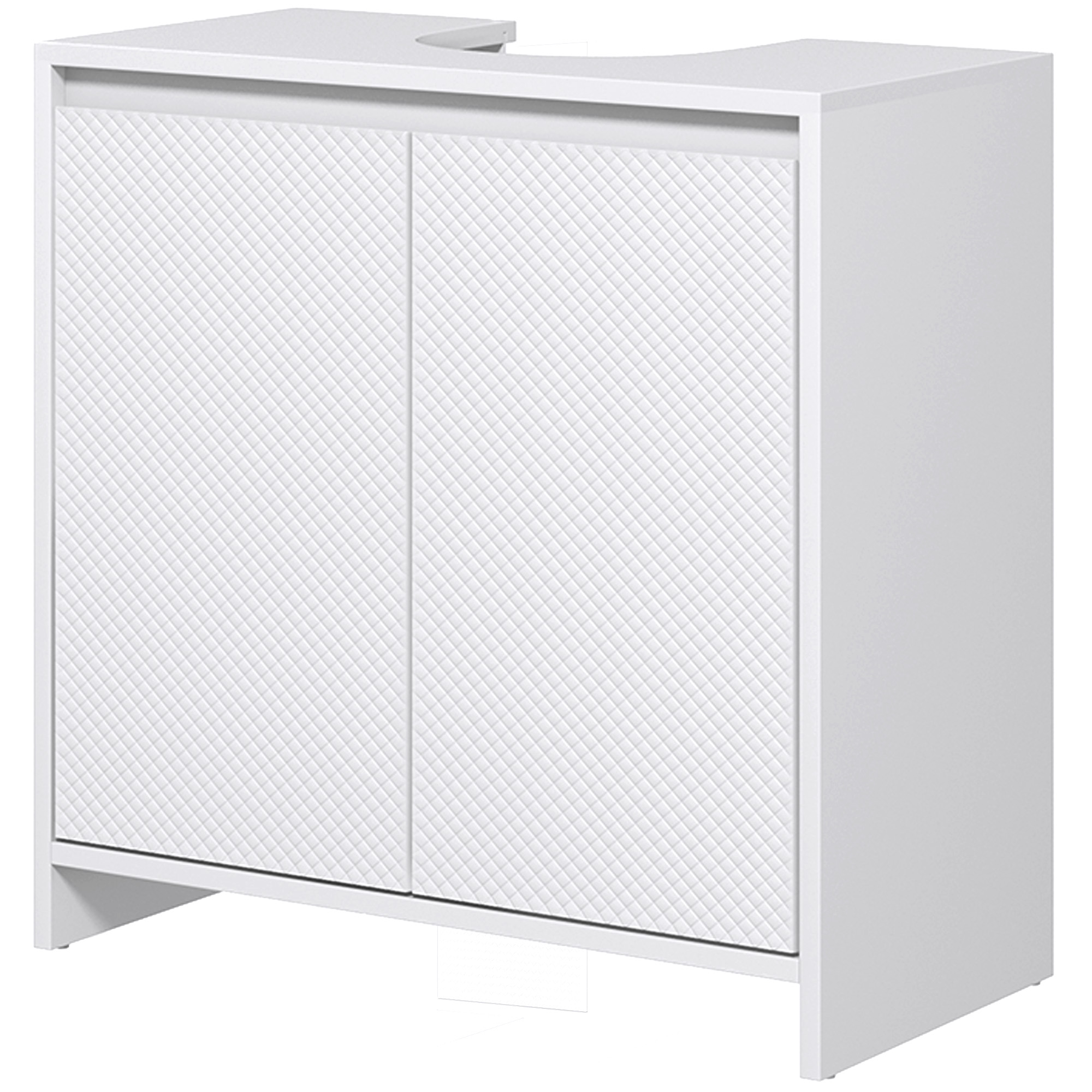 HOMCOM Waschtischunterschrank 2 Türen mit verstellbarem Regal Aufbewahrungsschrank für Waschbecken 60 B x 30 T x 60 H cm Weiß