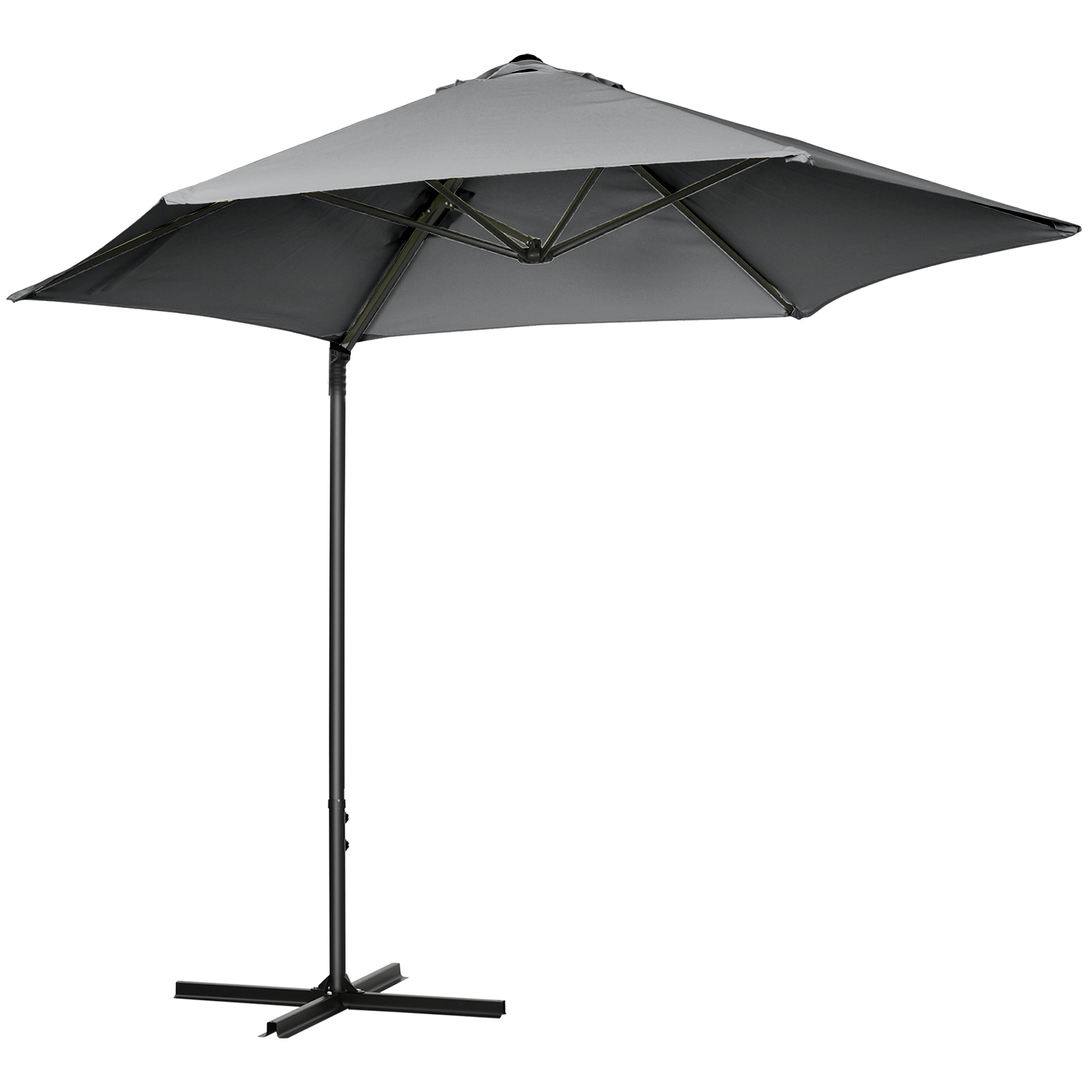 Outsunny Versetzter achteckiger Sonnenschirm mit Stahlmast, Durchmesser 256 cm, Anthrazitgrau