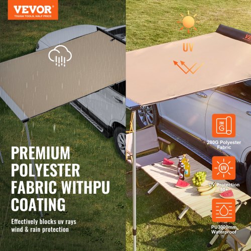 VEVOR Fahrzeugmarkise 4,6'x6,6' Schattenabdeckung Autoseitenmarkise PU3000 mm UV50+