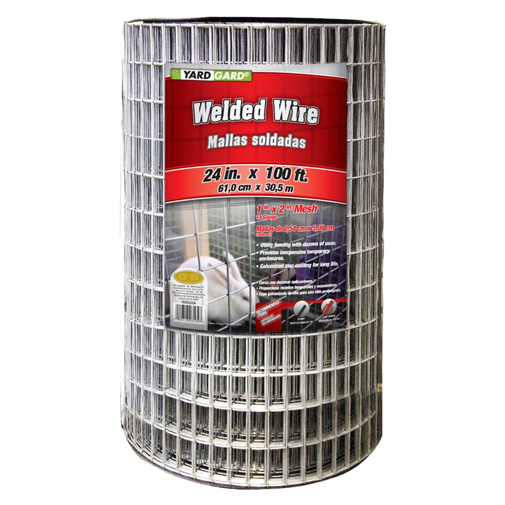 YARDGARD Galvanized Welded Wire Fence 24&prime;&prime;x100&prime; Mesh 2&prime;&prime;x1&prime;&prime; Durable Outdoor Barrier