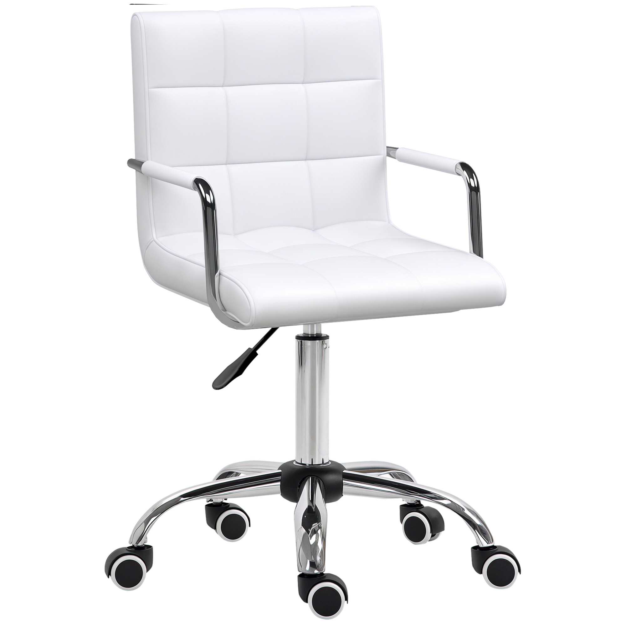 HOMCOM Bürostuhl im Retrodesign, höhenverstellbar, 5 Rollen, 52,5 cm x 54 cm x 99 cm, Weiß