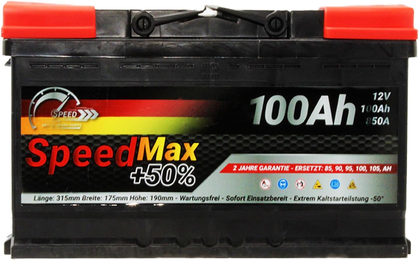 Batteria auto SPEED MAX L4100 100AH 850A 12V = FIamm 100Ah DX+ Pronta all'uso