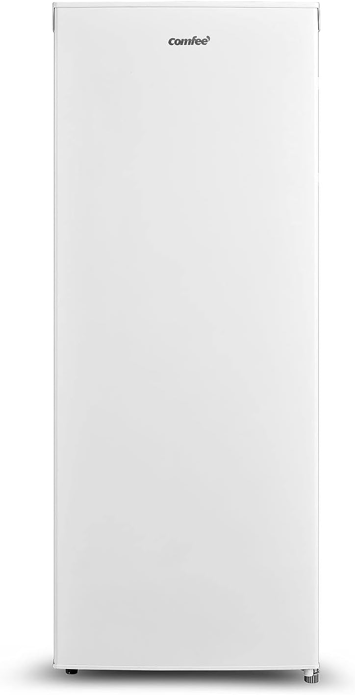 COMFEE' RCU60WH2(E) 60L Vertical Freezer, Single Door, Adjustable Temperature, Reversible Door, Quiet, Freestanding, White