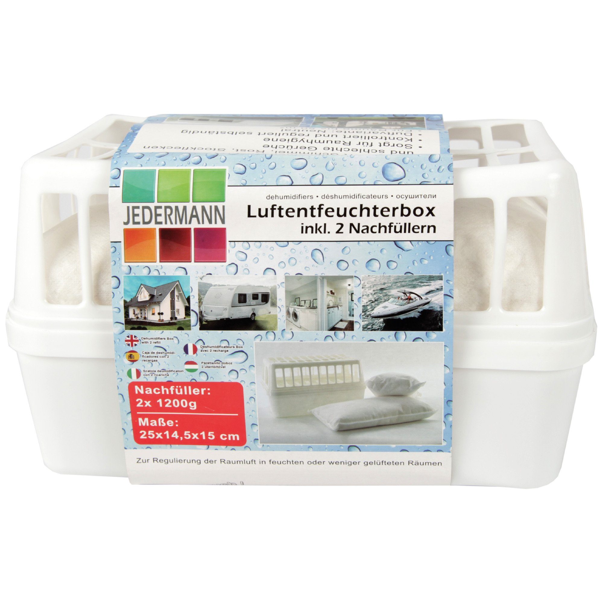 Granulat-Luftentfeuchter Box inkl. 2x Nachfüll Granulat