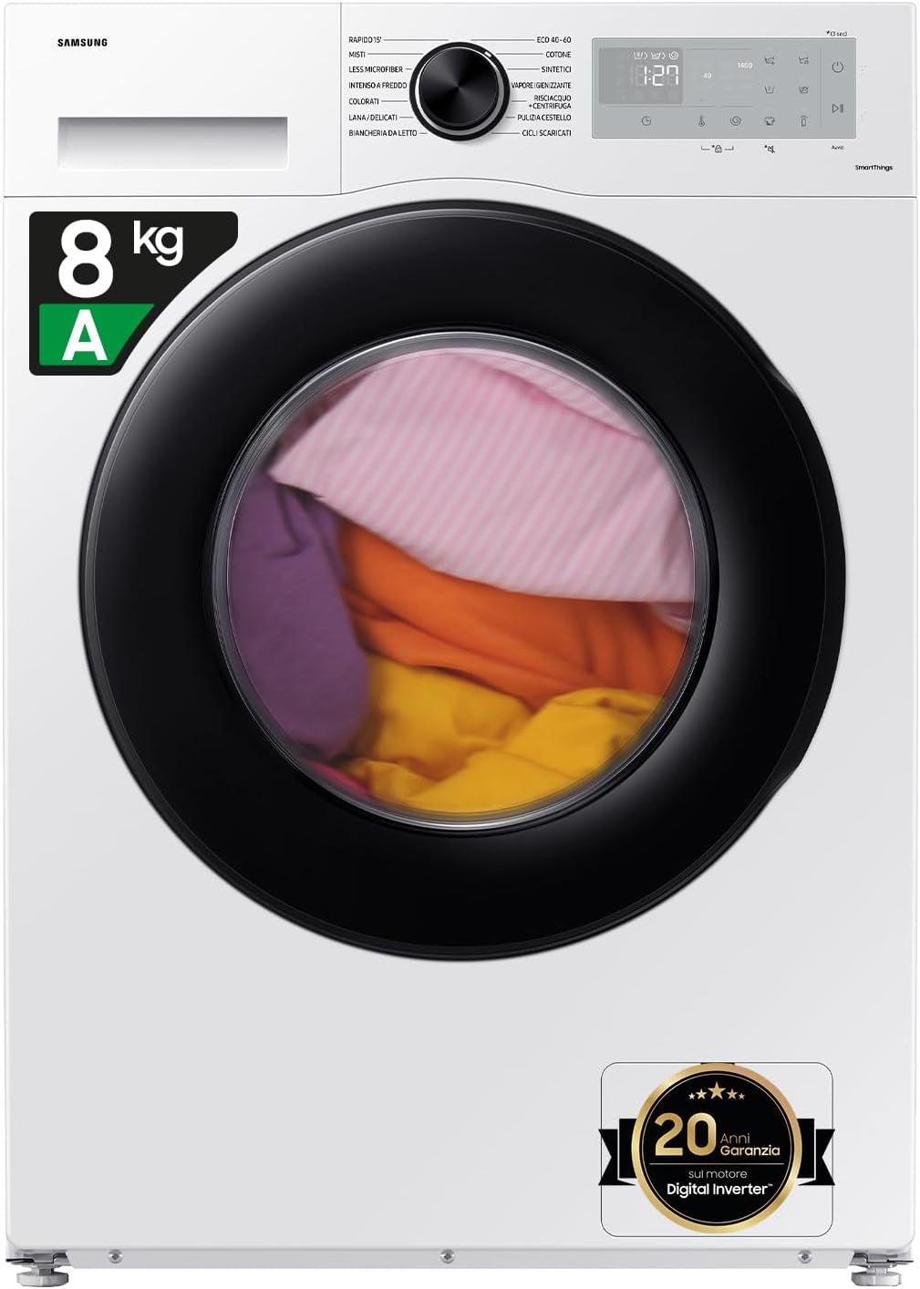 Samsung Lavatrice Crystal Clean WW90CGC04DTEET Libera installazione, 9 Kg, Wifi, Ecobubble, Vapore, Carica Frontale, 60l x 85h x 55p cm