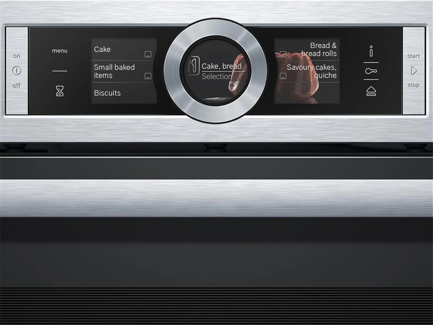Bosch HMG7361B1, Serie 8 smarter Einbau-Backofen mit Mikrowellenfunktion, 60 x 60 cm, Made in Germany, Schwarz, Air Fry, Digitaler Bedienring, Touchdisplay, Automatikprogramme, Reinigungsunterst��tzung