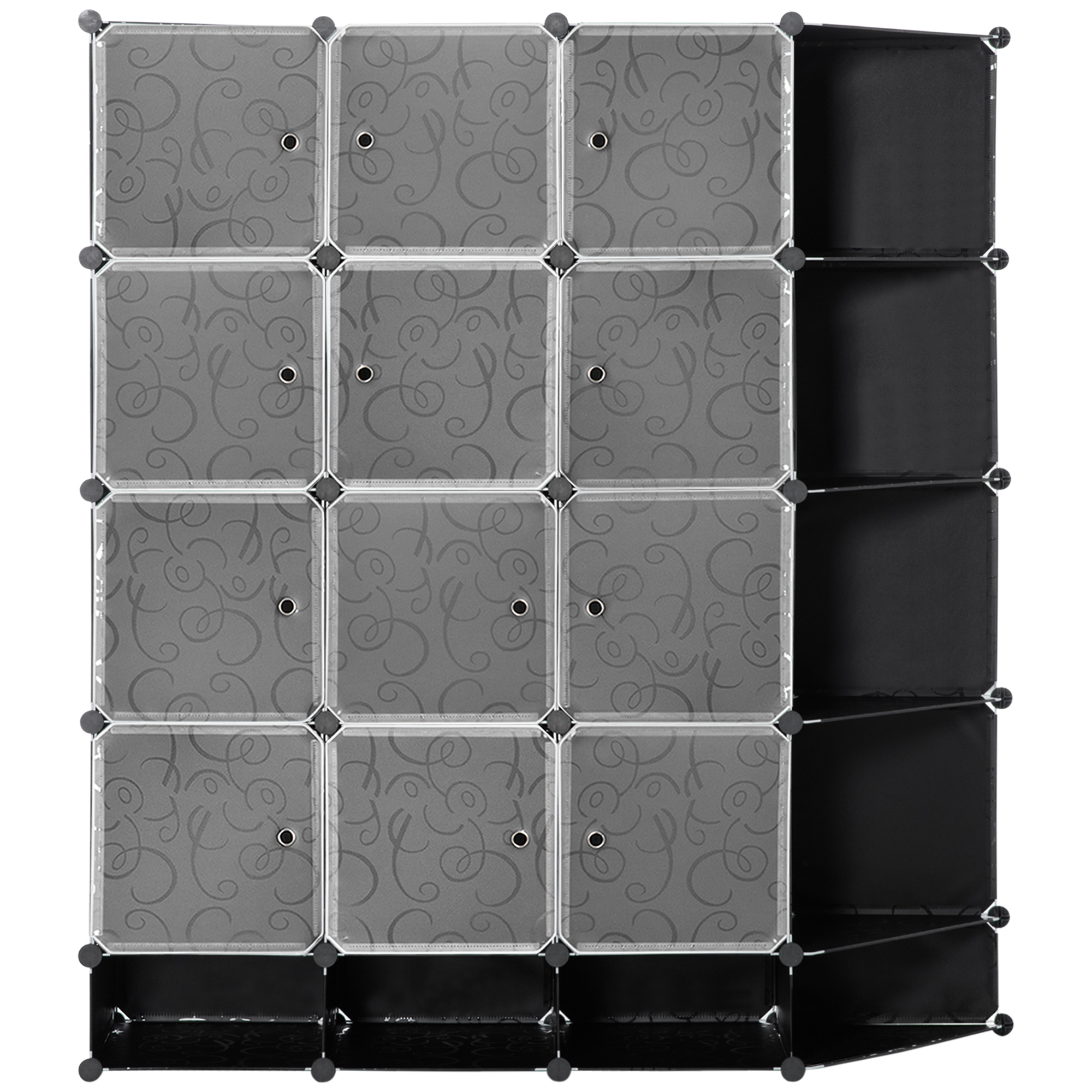 HOMCOM Modularer Aufbewahrungsschrank, Kleiderschrank, 16 Fächer, Kunststoff, Stahl