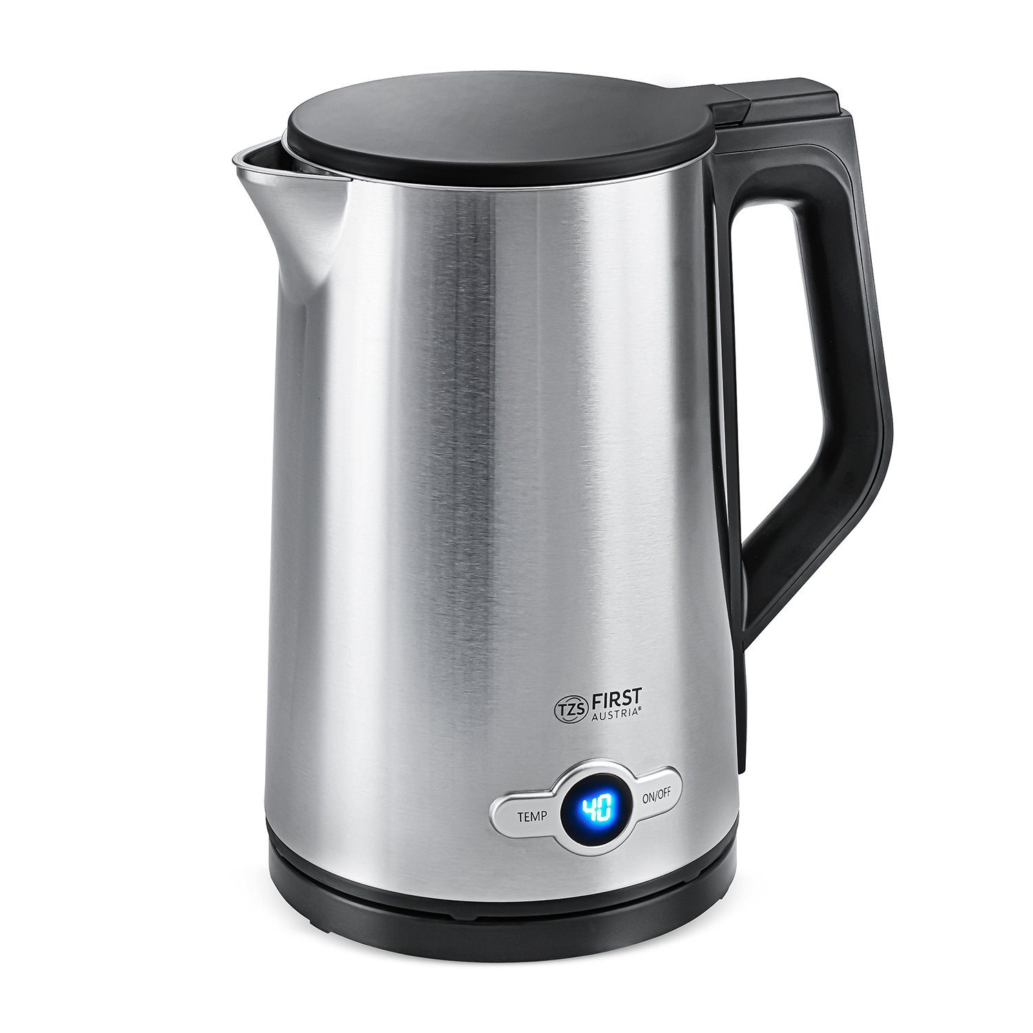 Wasserkocher Edelstahl, 2200W, 1,7 L, Temperatureinstellung 60-100°C, Kalkfilter