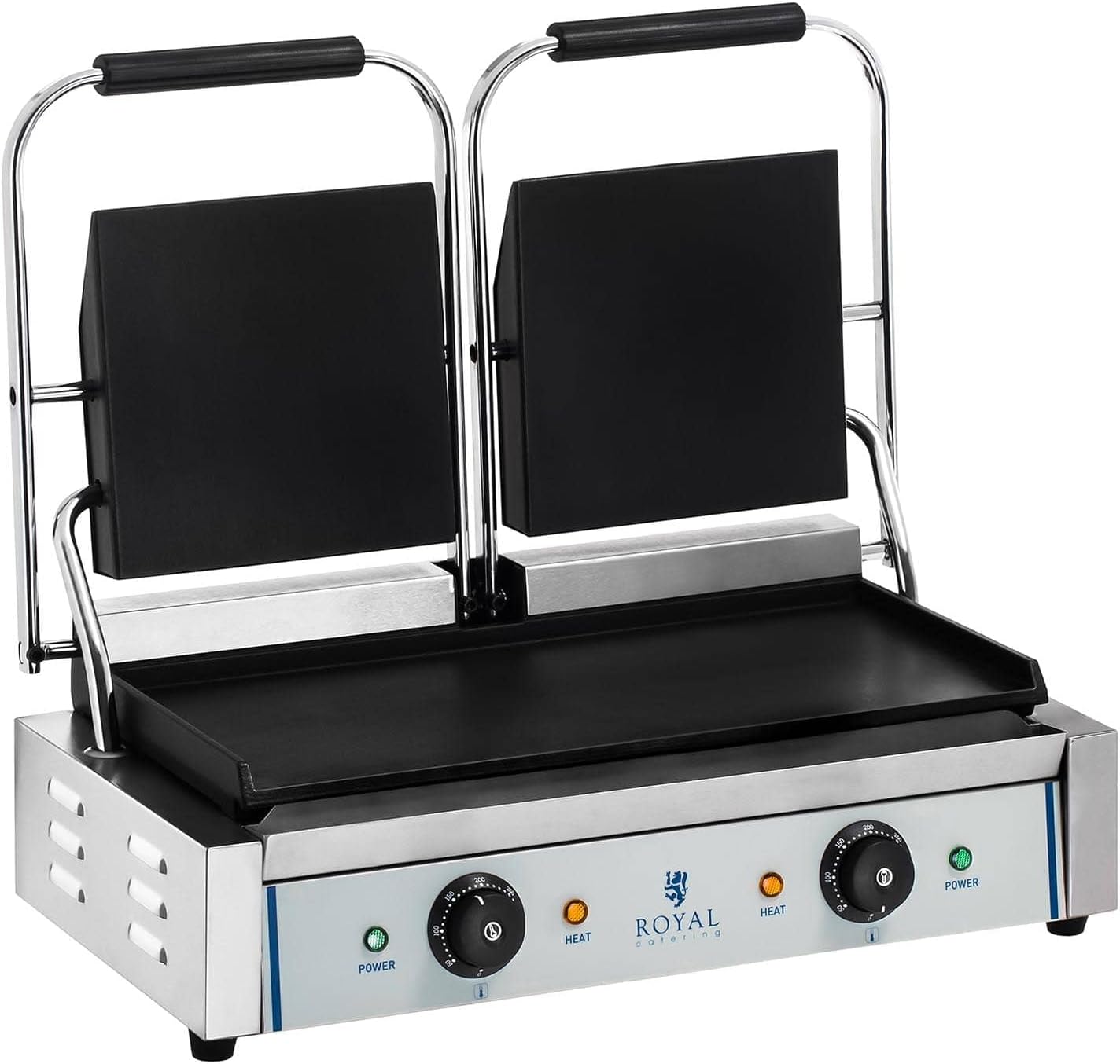 Royal Catering - Panini Double Smooth Plate (2 x 1800 W) Enamel Cast Iron