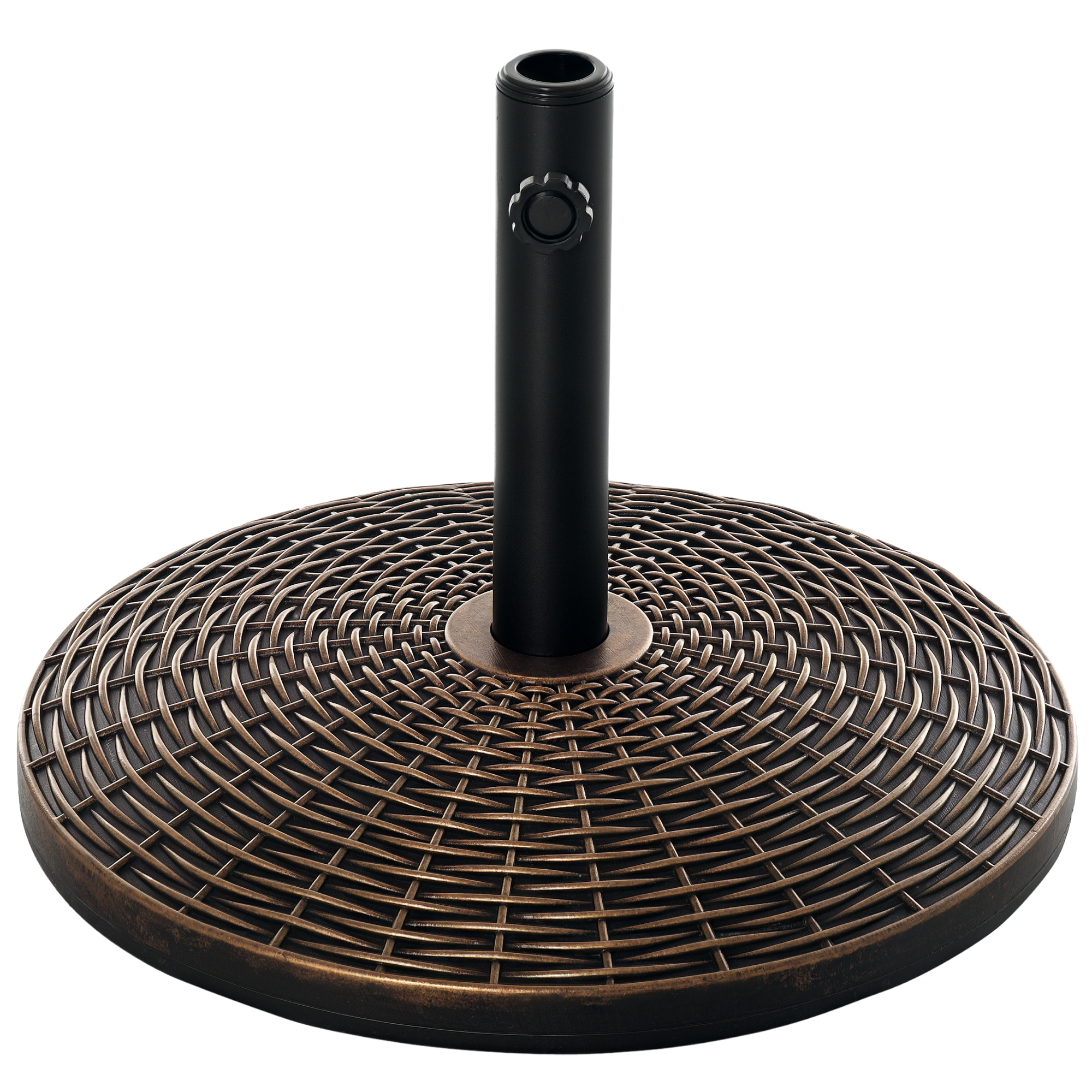 Outsunny Sonnenschirmständer Schirmständer Schirmhalter Schirmfuß 25 kg Rattanoptik Korb Ständer Schirm Ø35/Ø38/Ø48 mm Kunststoff + Zement Antik Bronze Ø53 x 40 cm