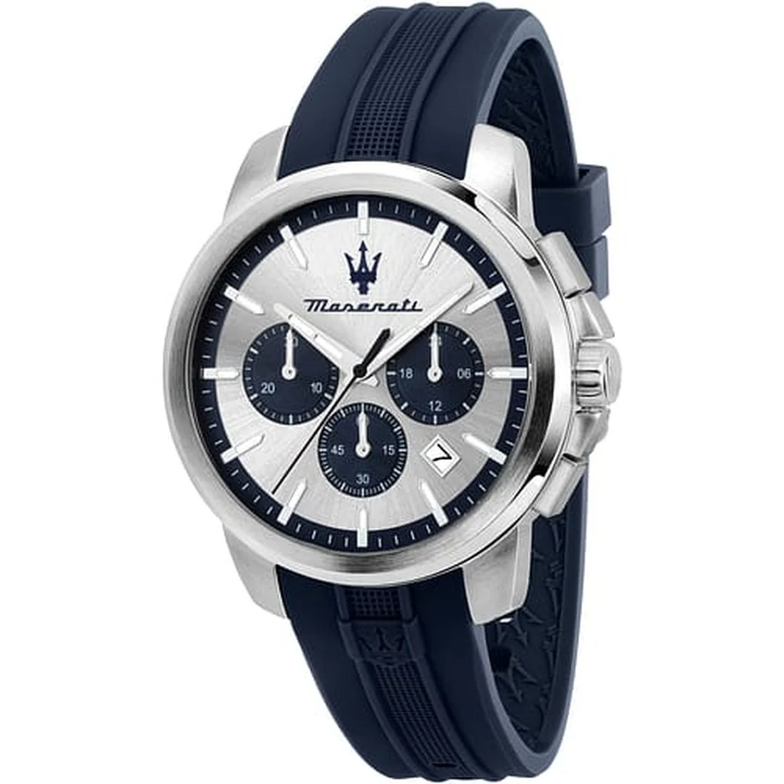 Orologio Maserati Successo crono quadrante silver cinturino in gomma blu R8871621042