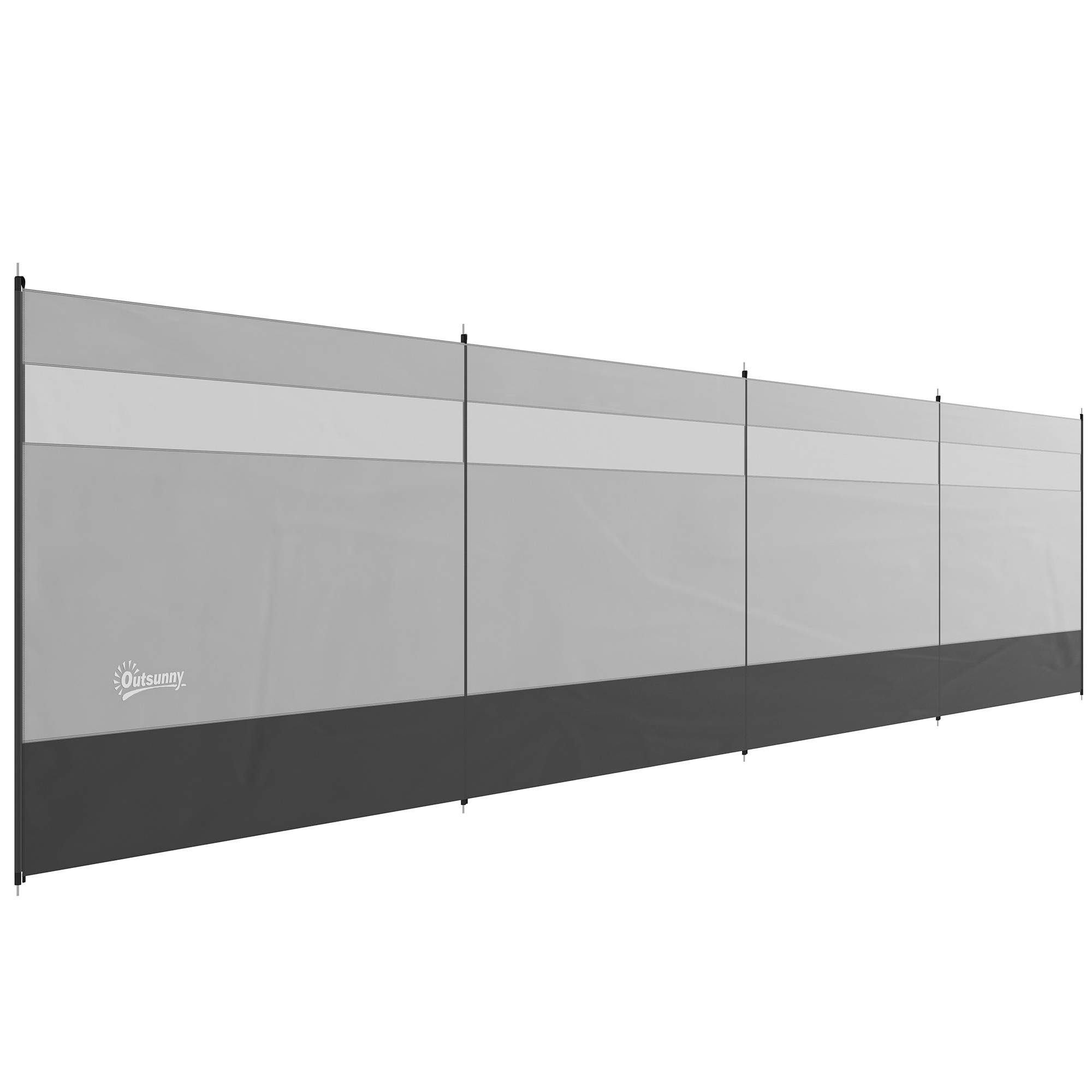 Outsunny Windschutz mit Sichtfenster und Tragetasche, Stahlstangen, 725x140cm, Grau