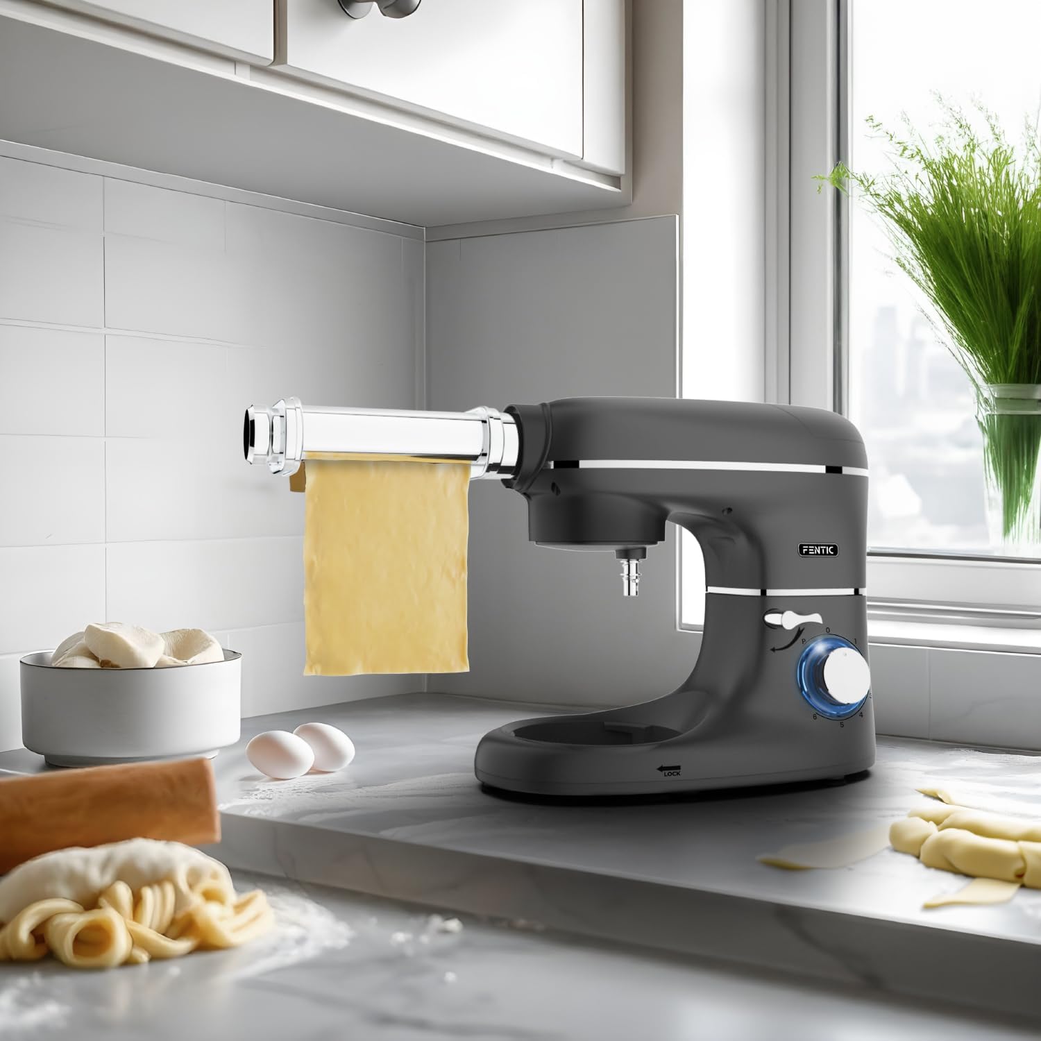 Macchina Planetaria per Pasta – 2000W – Robot da Cucina – Macchina Pasta Fresca – 6,2L Ciotola in Acciaio Inossidabile
