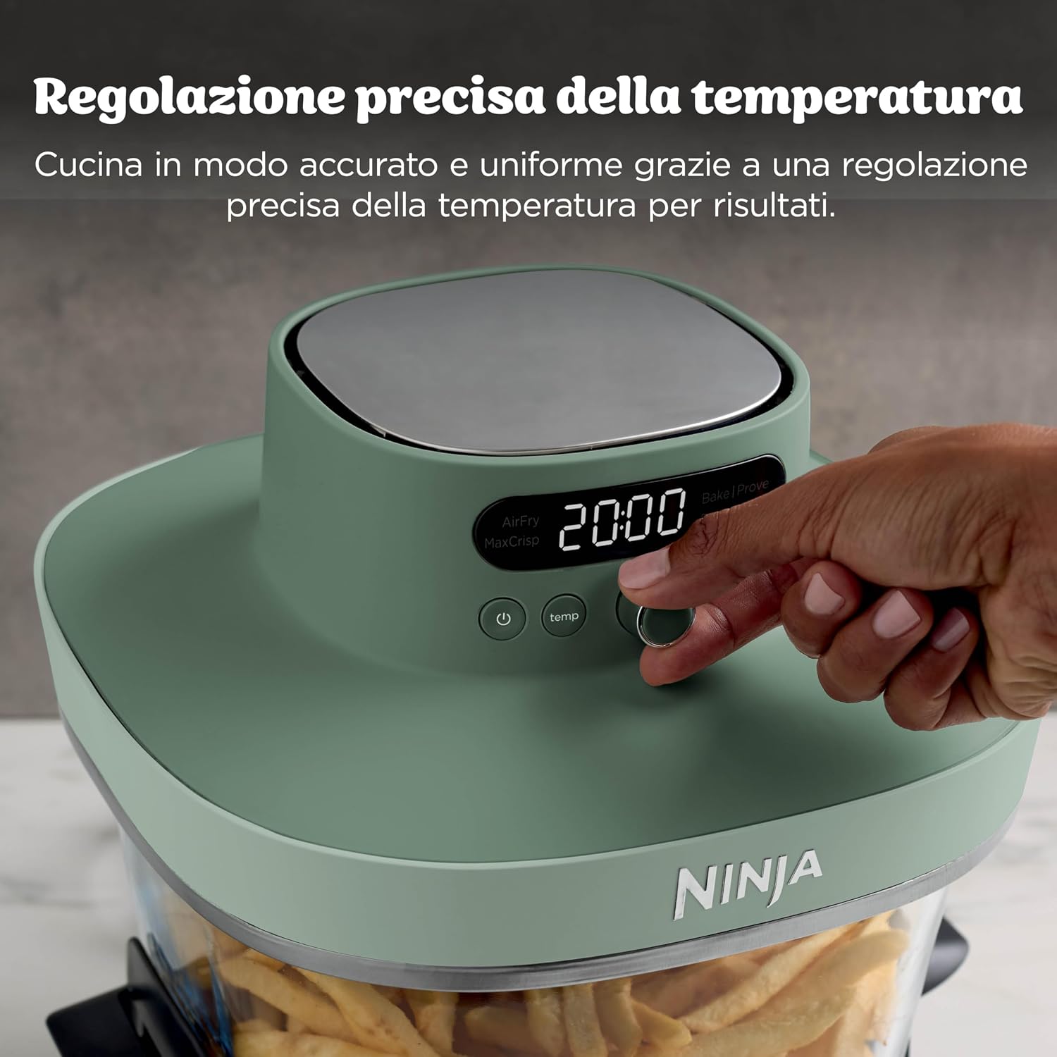 Ninja CRISPi PRO XL, Friggitrice ad Aria in Vetro, Verde Muschio, AS090EUGN