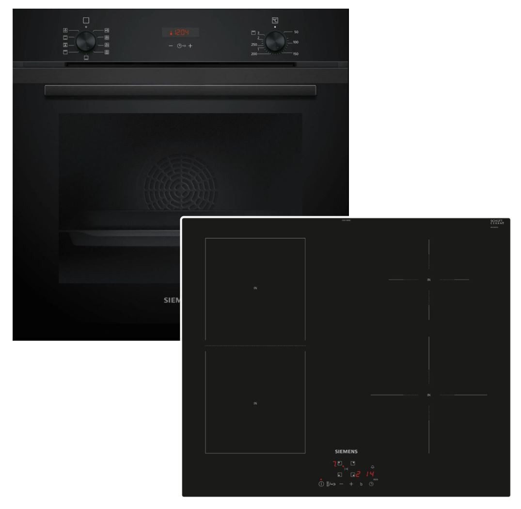 Backofen-Set Teleskopauszug EcoClean + Induktionskochfeld PowerBoost autark 60cm