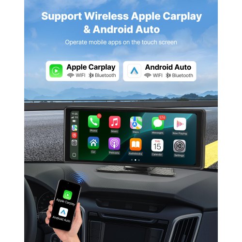 VEVOR Autoradio CarPlay Touchscreen 254mm Apple Android Auto Bluetooth Tragbar