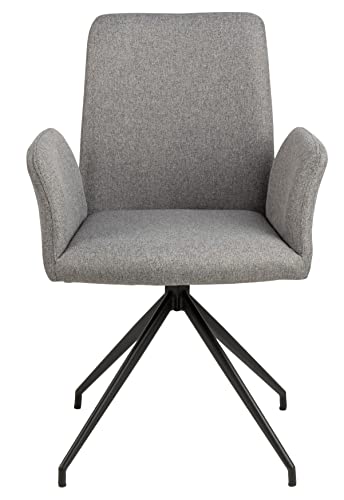 AC Design Furniture Naila Carver Sedia da Pranzo 1 pezzo Sedia da Cucina Con Braccioli Rivestimento Grigio Gambe in Metallo Nero Con Girevole H: 88 x L: 59 x P: 59 cm : Amazon.it: Casa e cucina